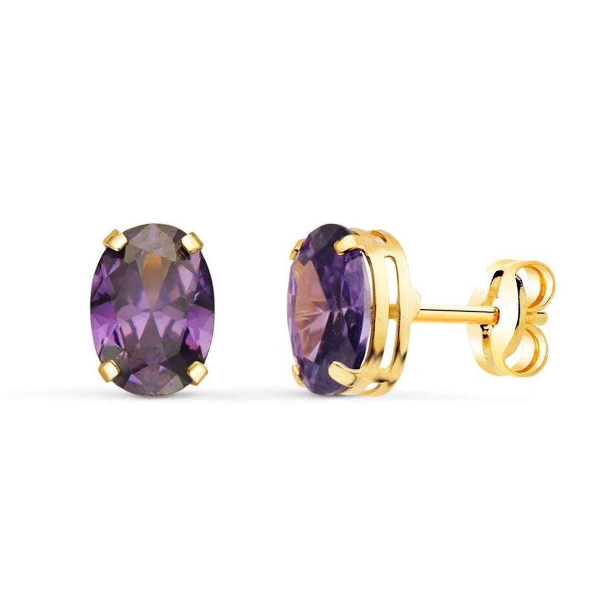 L'ATELIER D'AZUR Boucles d'Oreilles Or 18 Carats 750 - Zirconiums Améthyste