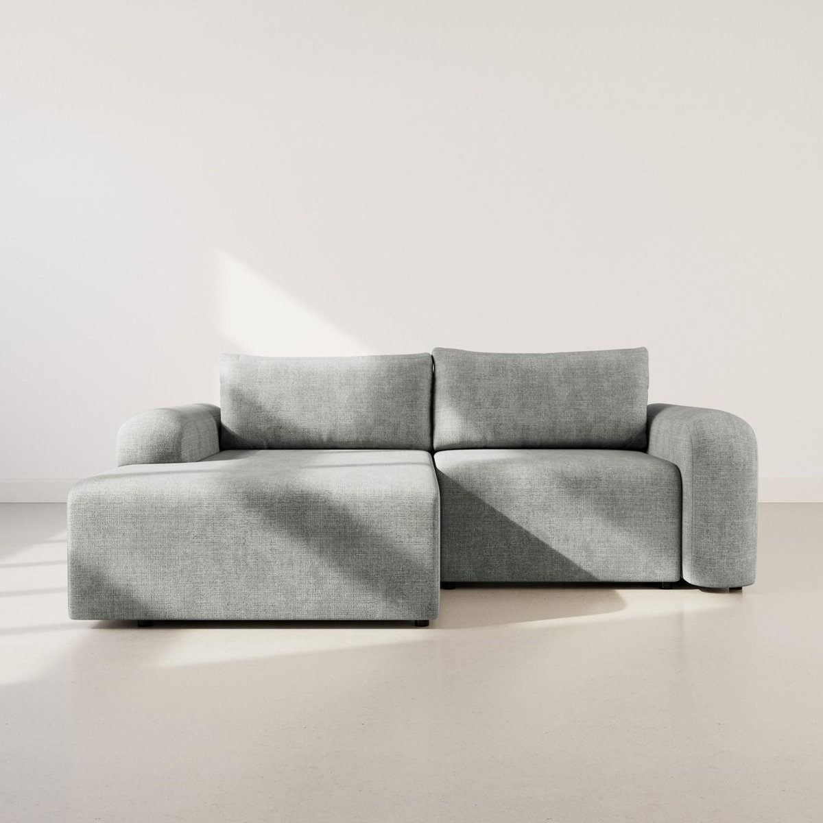 BEST MOBILIER Rebecca - canapé d'angle gauche 4 places convertible avec coffre en velours texturé