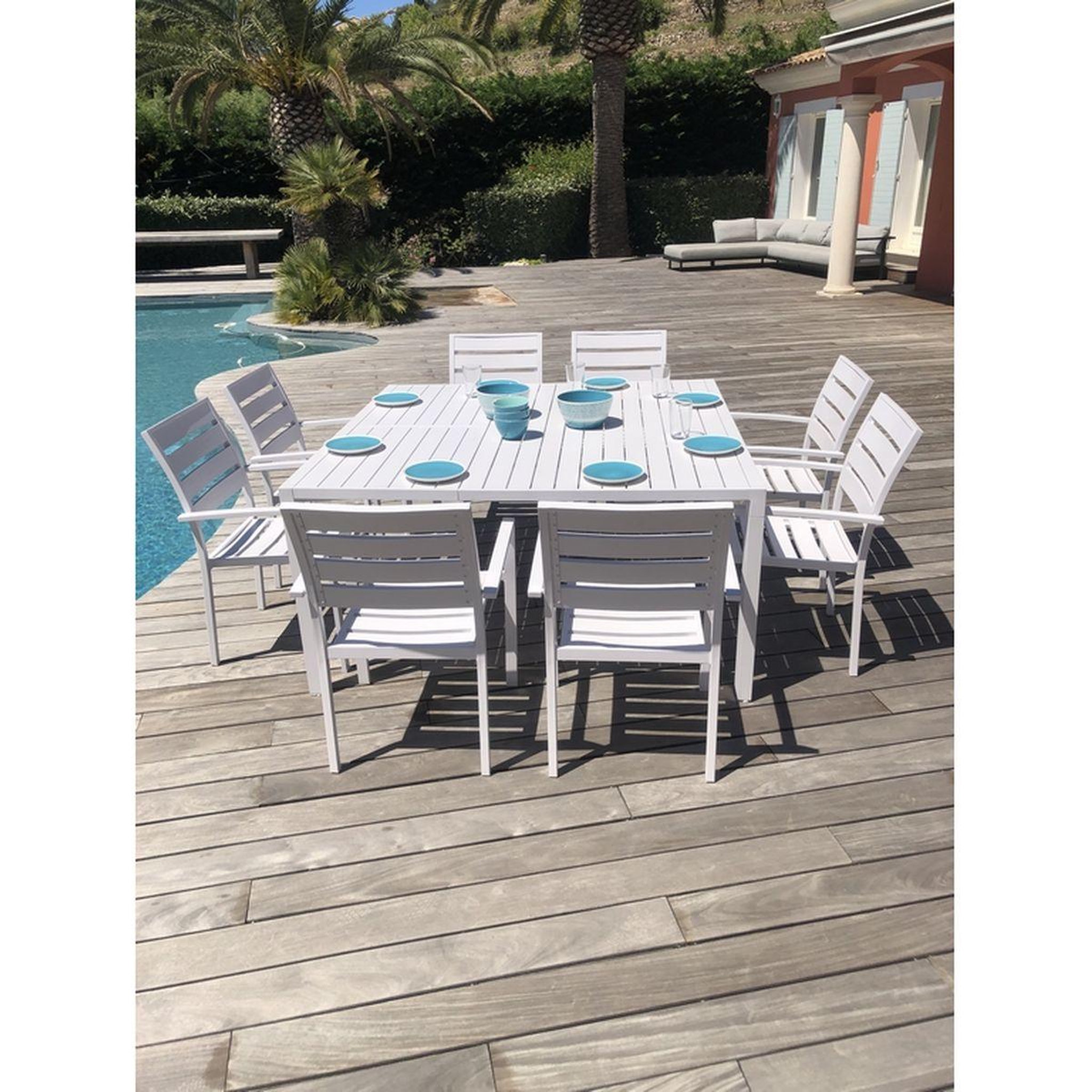 Voir la diapositive 2 : Givex Salon repas de jardin extensible rectangulaire / carrée 151x100 cm MANUELA