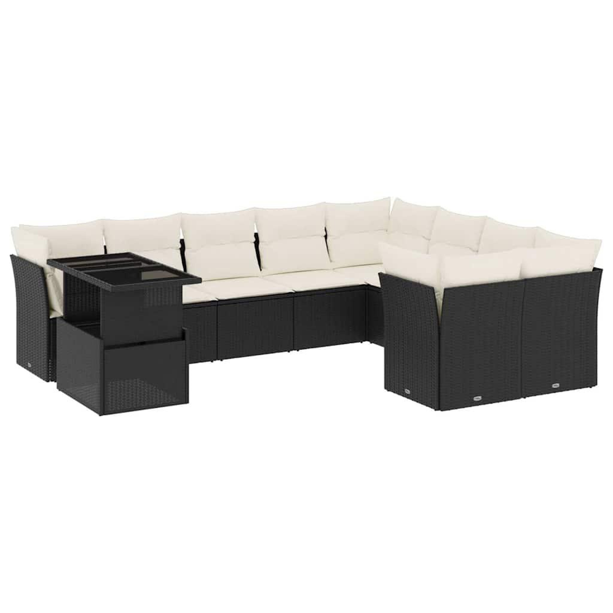 Voir la diapositive 2 : VIDAXL Salon de jardin 10 pcs avec coussins noir resine tressee