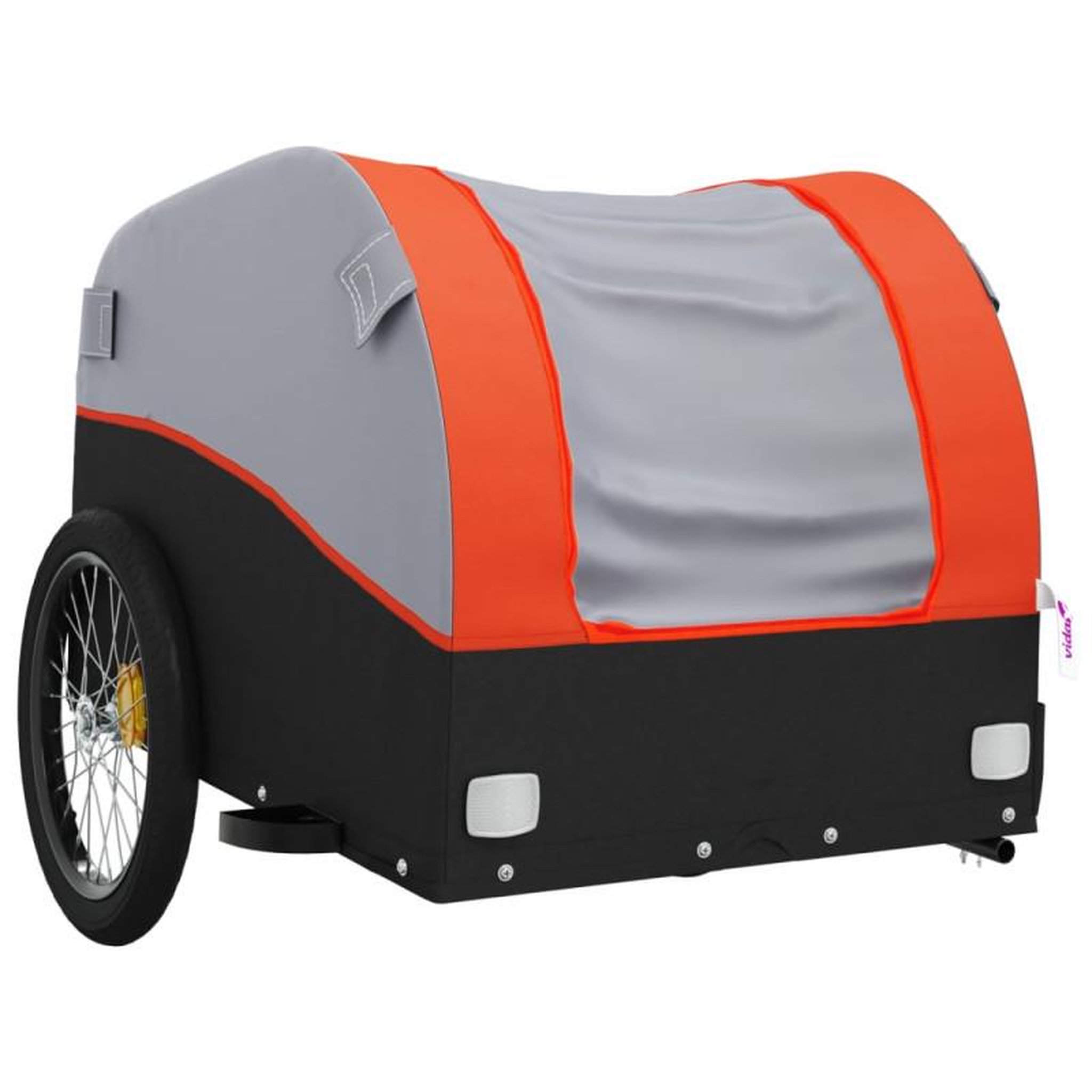 Voir la diapositive 4 : VIDAXL Remorque de vélo noir et orange 45 kg fer