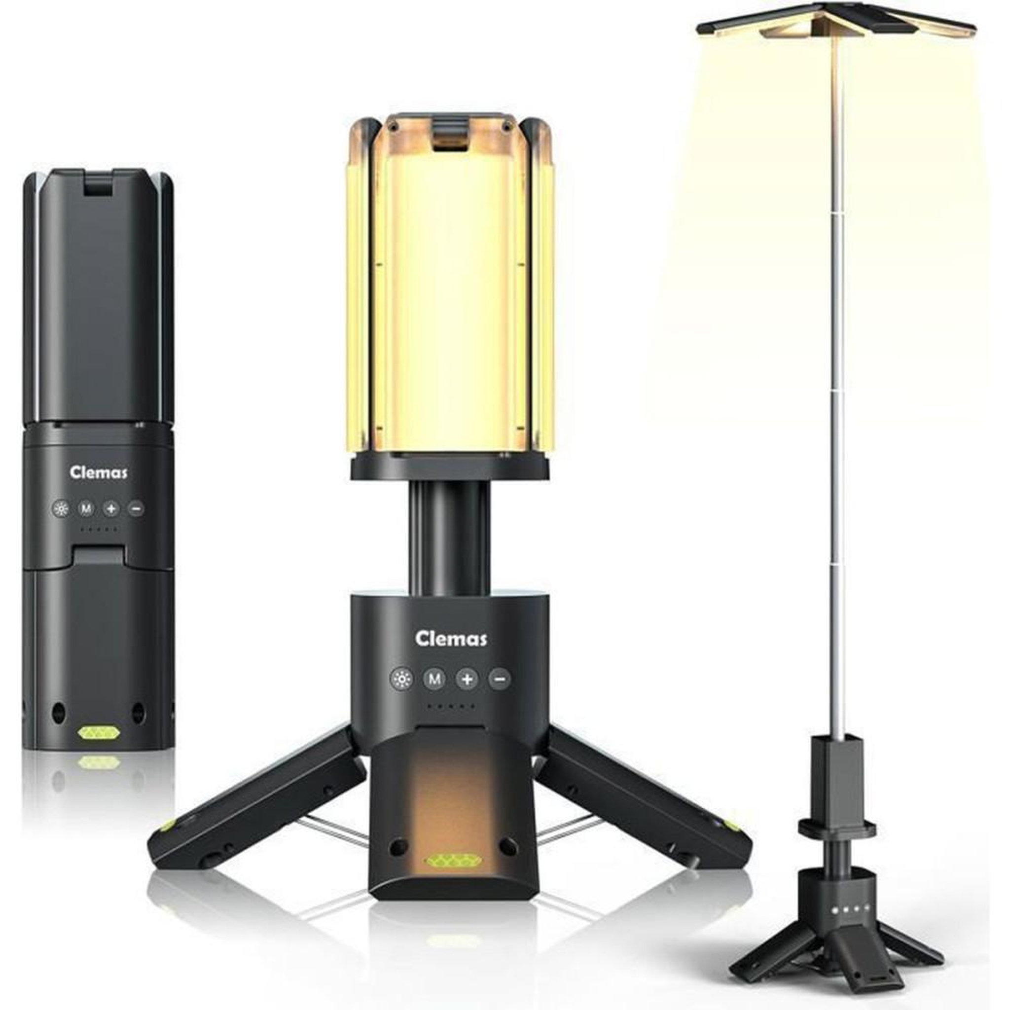 Lanternes de camping télescopique rechargeable 14 000 mAh 6 000 lm, étanche, noir, trépied magnétique (285 à 1100 mm)