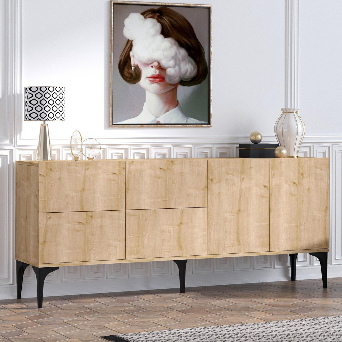 Habitat et Jardin Buffet en bois  Laika  - 180 x 40 x 80 cm - Beige