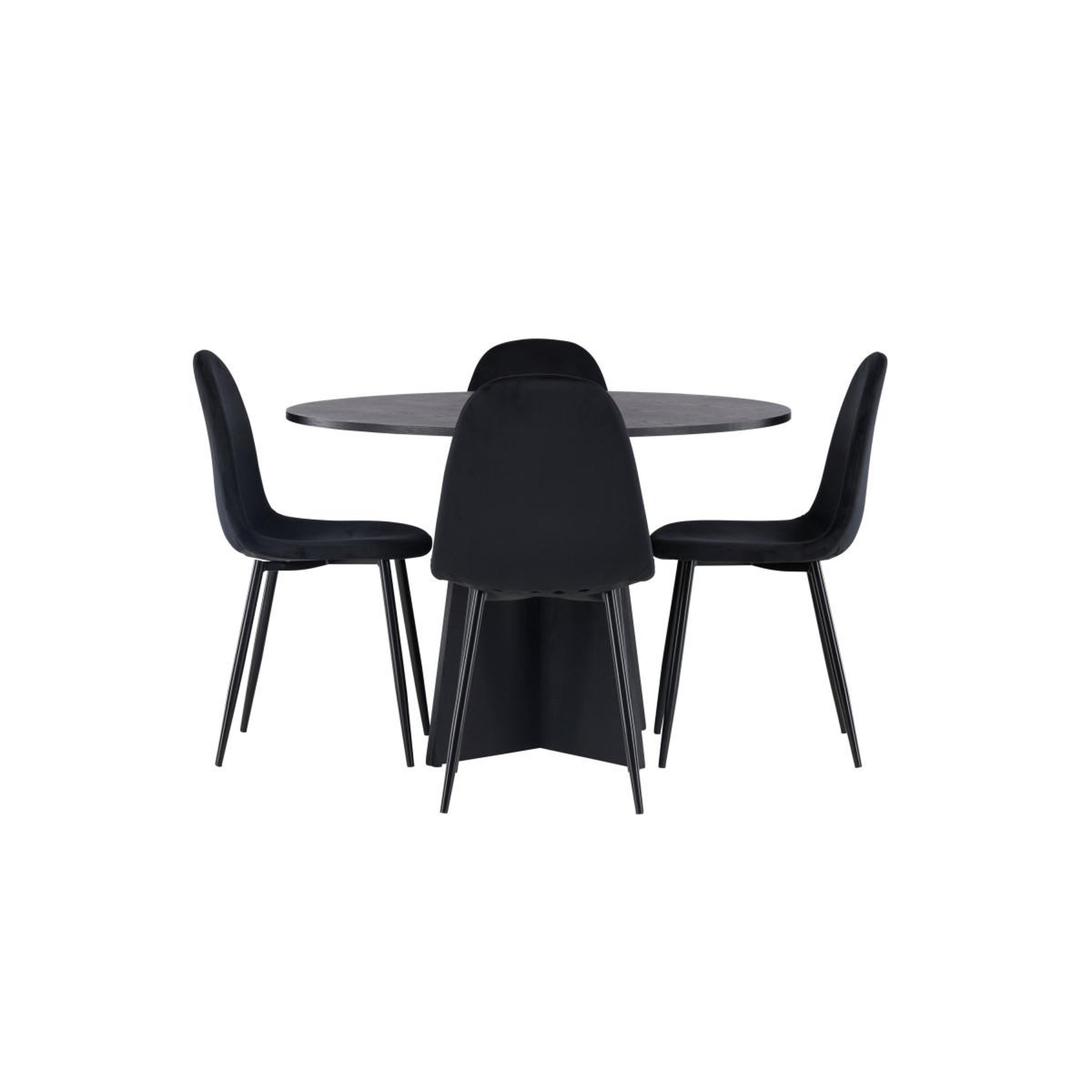 Voir la diapositive 3 : Paris Prix Ensemble table à manger ronde & 4 chaises  bootcut & polar  110cm noir