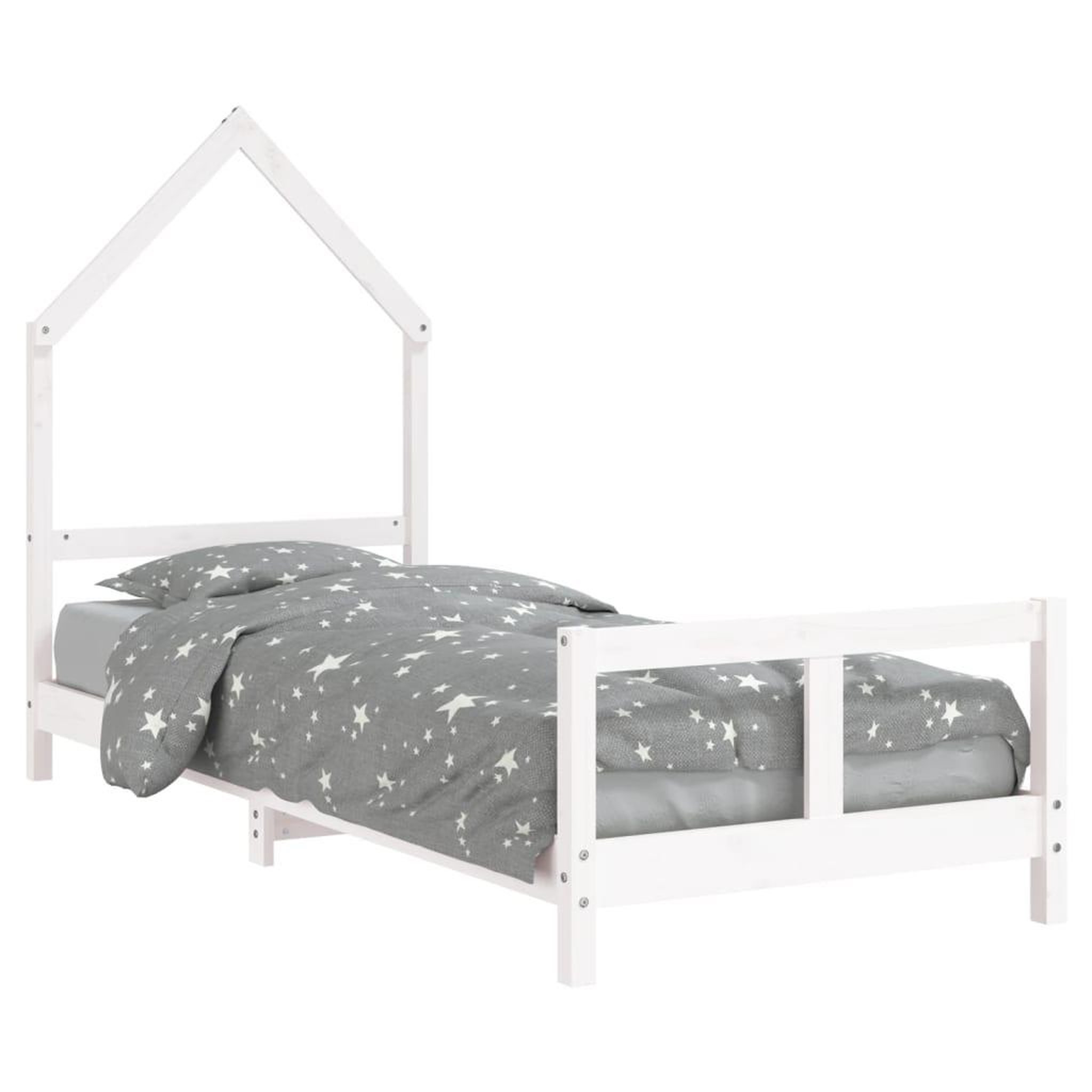 Voir la diapositive 2 : VIDAXL Cadre de lit pour enfants blanc 80x200 cm bois de pin massif