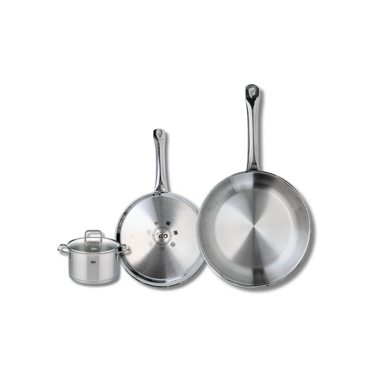 ELO Set de 2 Poêles de cuisson 24 et 28 cm et 1 faitout 12 cm Elo Profi Citrin