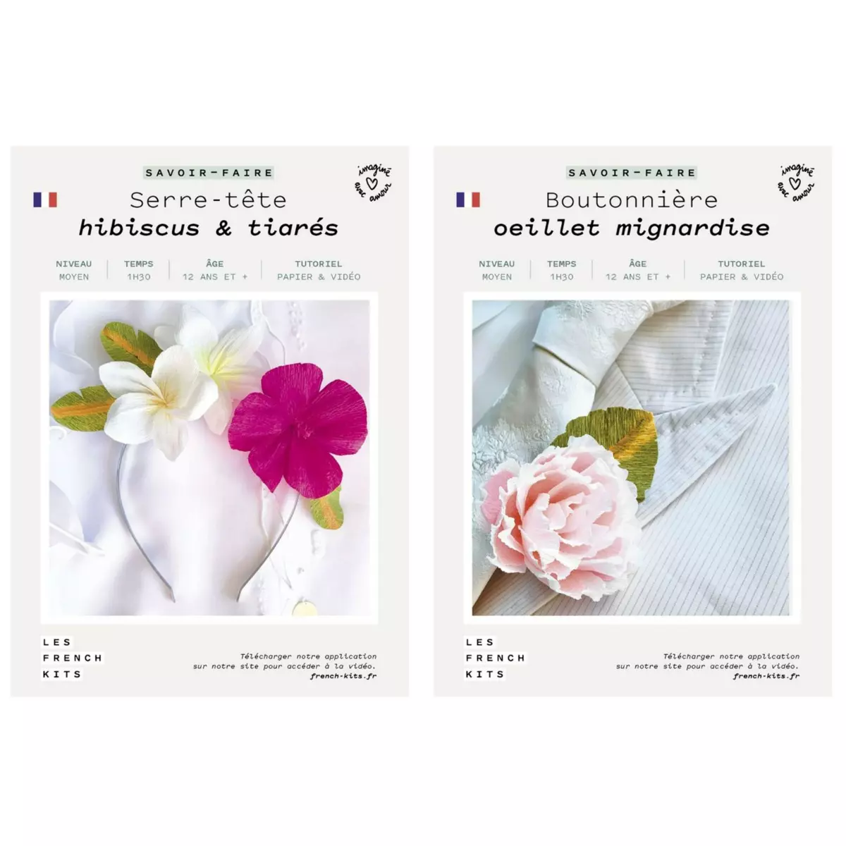  Coffret DIY papier - Mariage - 1 Serre-Tête floral + 1 Boutonnière