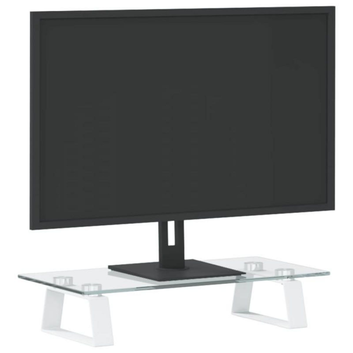 VIDAXL Support de moniteur blanc 40x20x8 cm verre trempé et métal