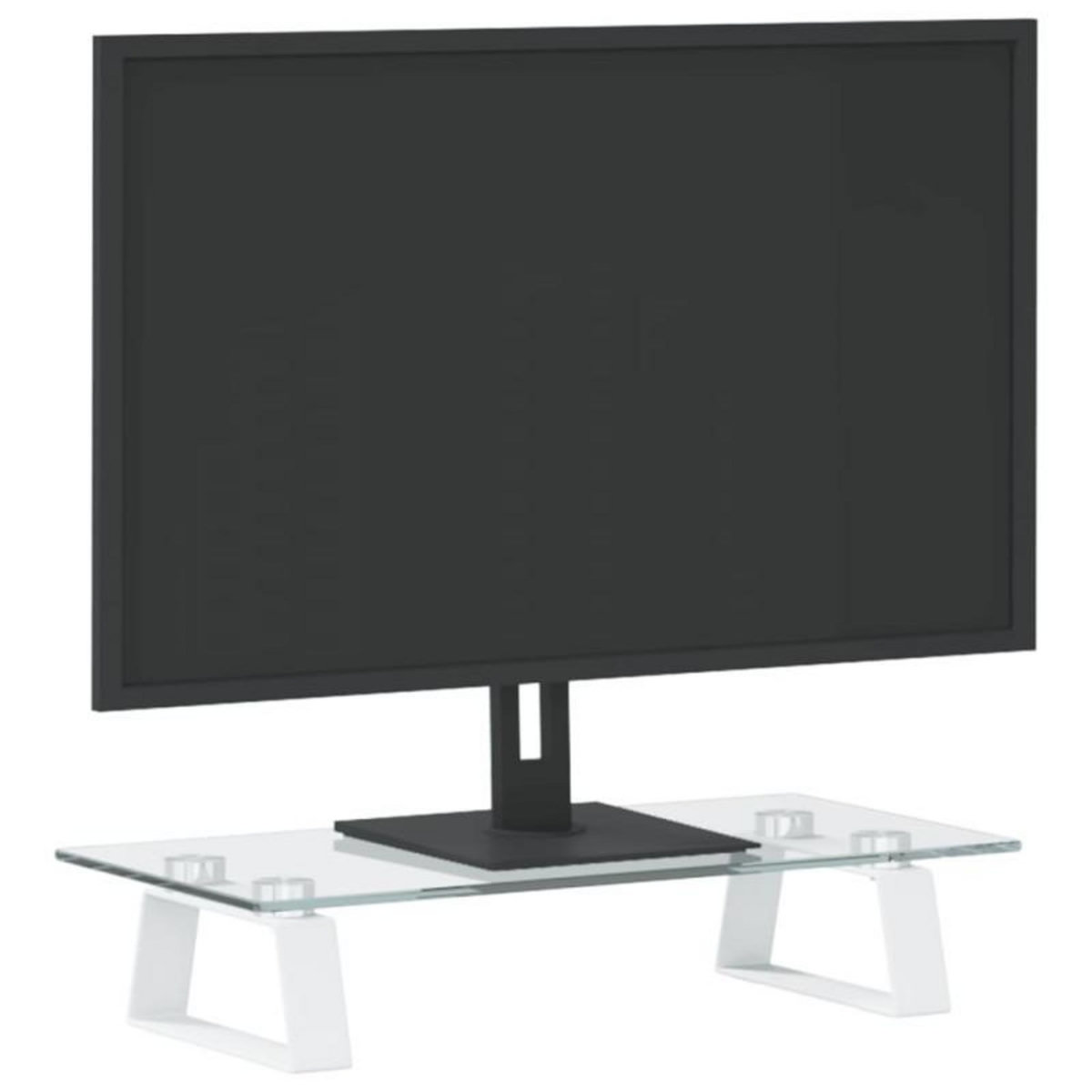VIDAXL Support de moniteur blanc 40x20x8 cm verre trempé et métal