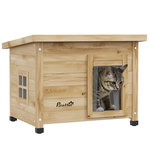 PAWHUT Maison pour chat niche extérieure en bois pré-huilé
