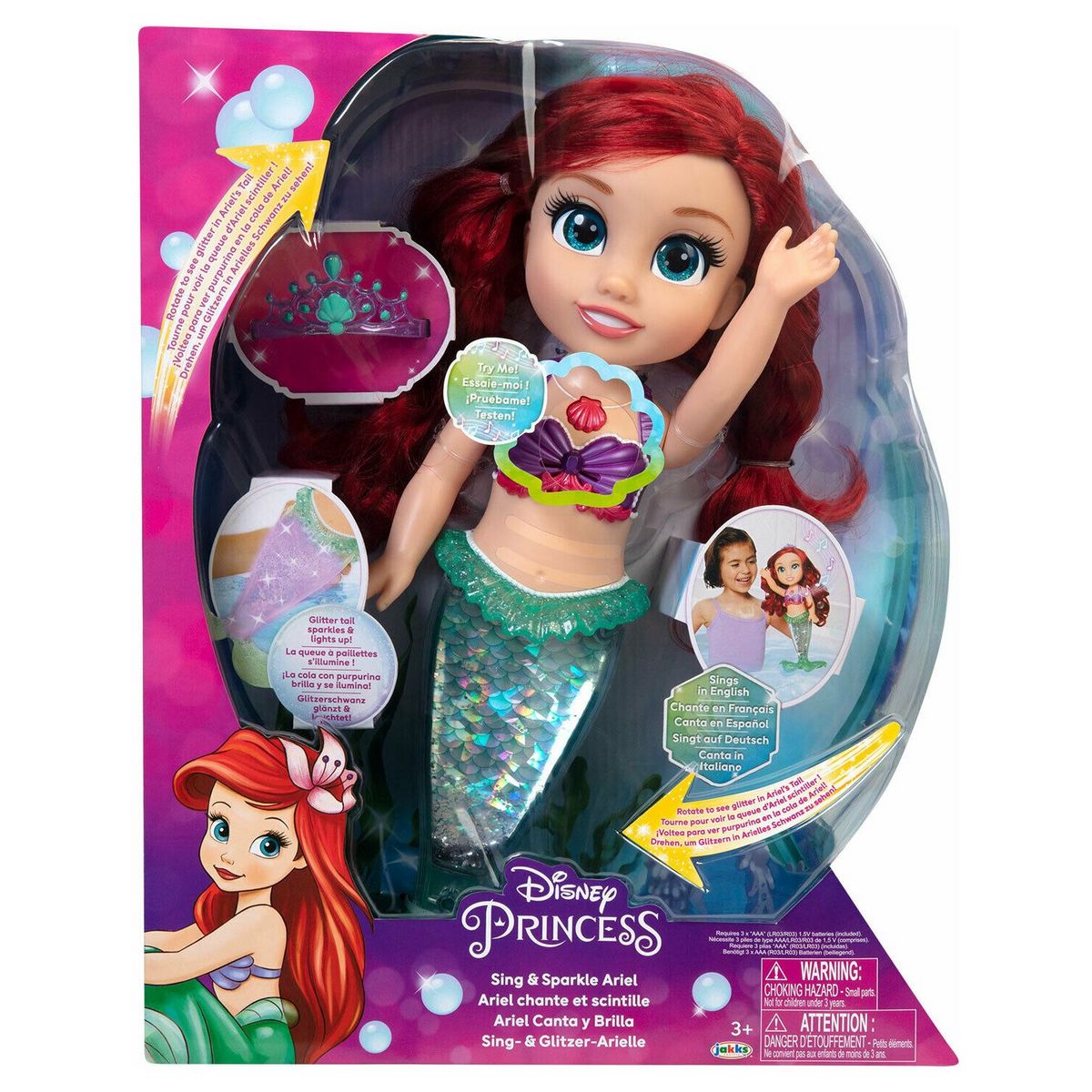 JAKKS PACIFIC Disney Princess - Ariel poupée bain chantante lumineuse