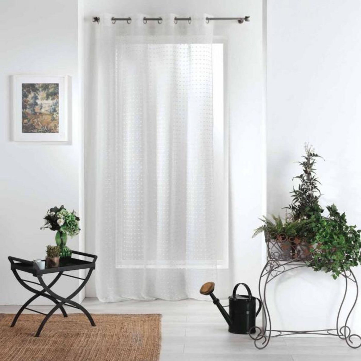 Paris Prix Rideau Voilage à Œillets  Pomponella  140x240cm Blanc