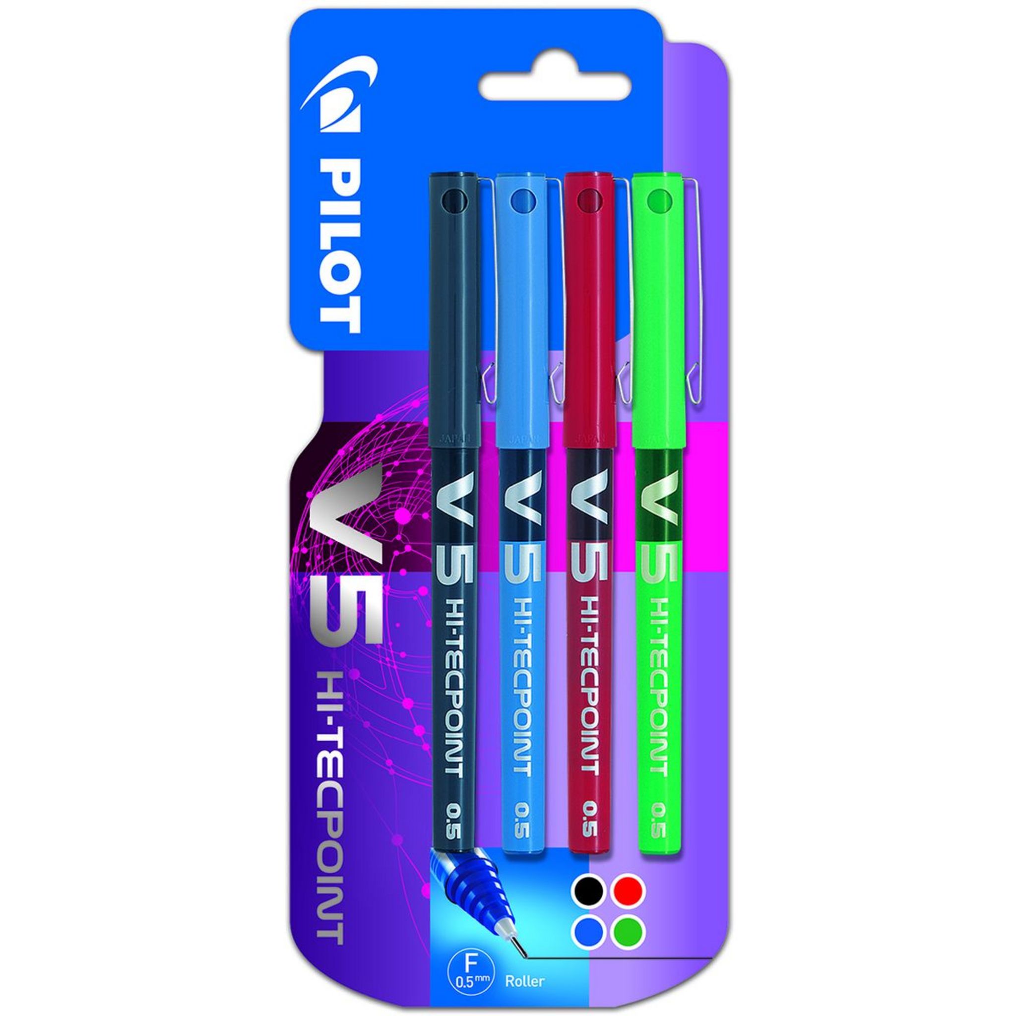 Lot De 7 Stylos Roller Pilot Hi-Tecpoint V5 – Pointe Fine, Assortiment De Couleurs, Neuf