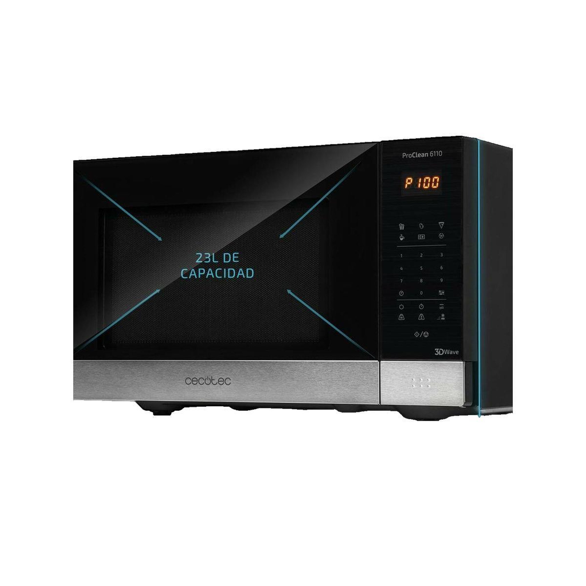 Voir la diapositive 2 : CECOTEC Micro-ondes Cecotec 3DWave 23 litres noir moderne
