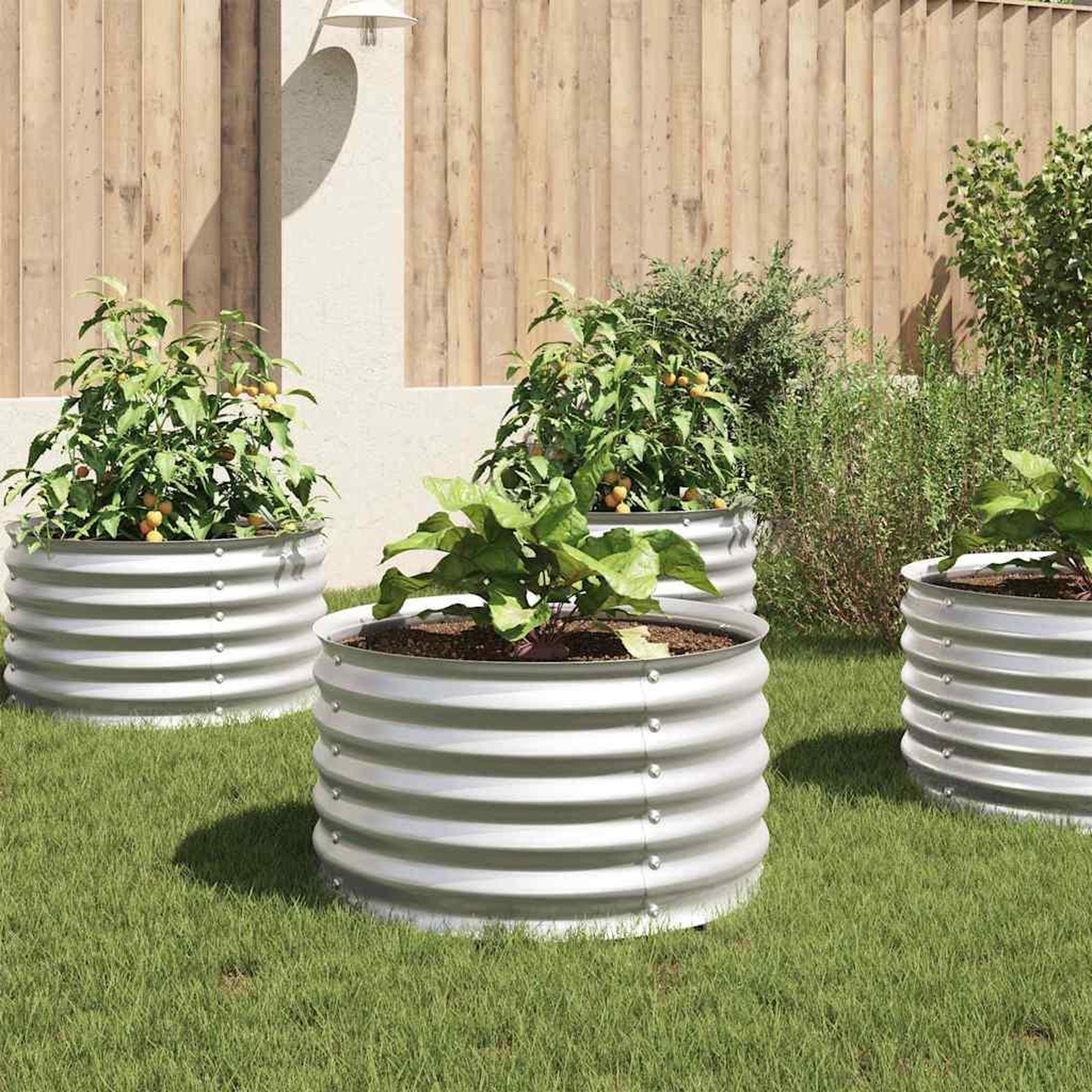 VIDAXL Lit sureleve de jardin 80x80x44 cm Acier galvanise Argente