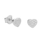 L'ATELIER D'AZUR Boucles d'Oreilles Argent 925/000 Rhodié - Coeur Pavé de Zirconiums