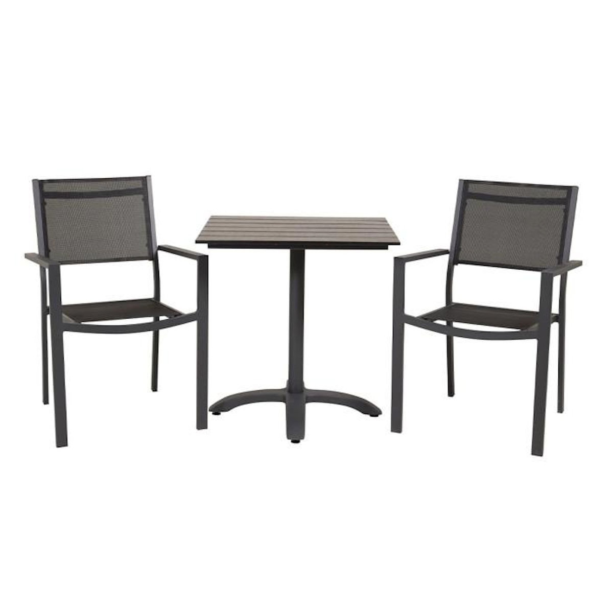 Paris Prix Ensemble Table de Jardin & 2 Chaises  Colorado & Copacabana  74cm Noir