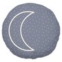 Coussin rond déhoussable imprimé en coton motifs lune et étoiles