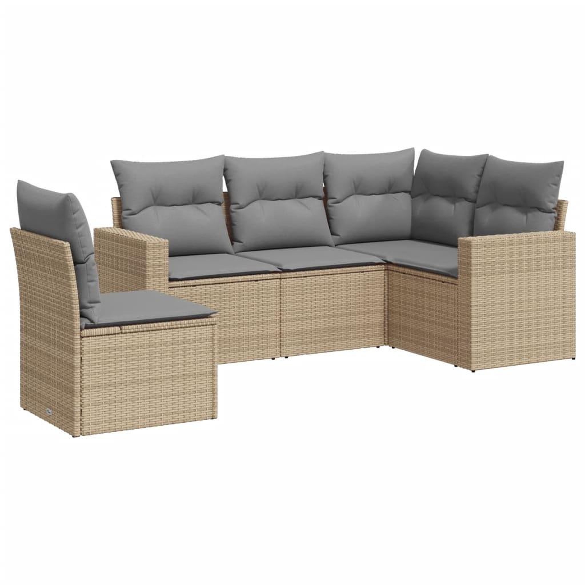 Voir la diapositive 2 : VIDAXL Salon de jardin avec coussins 5 pcs beige resine tressee