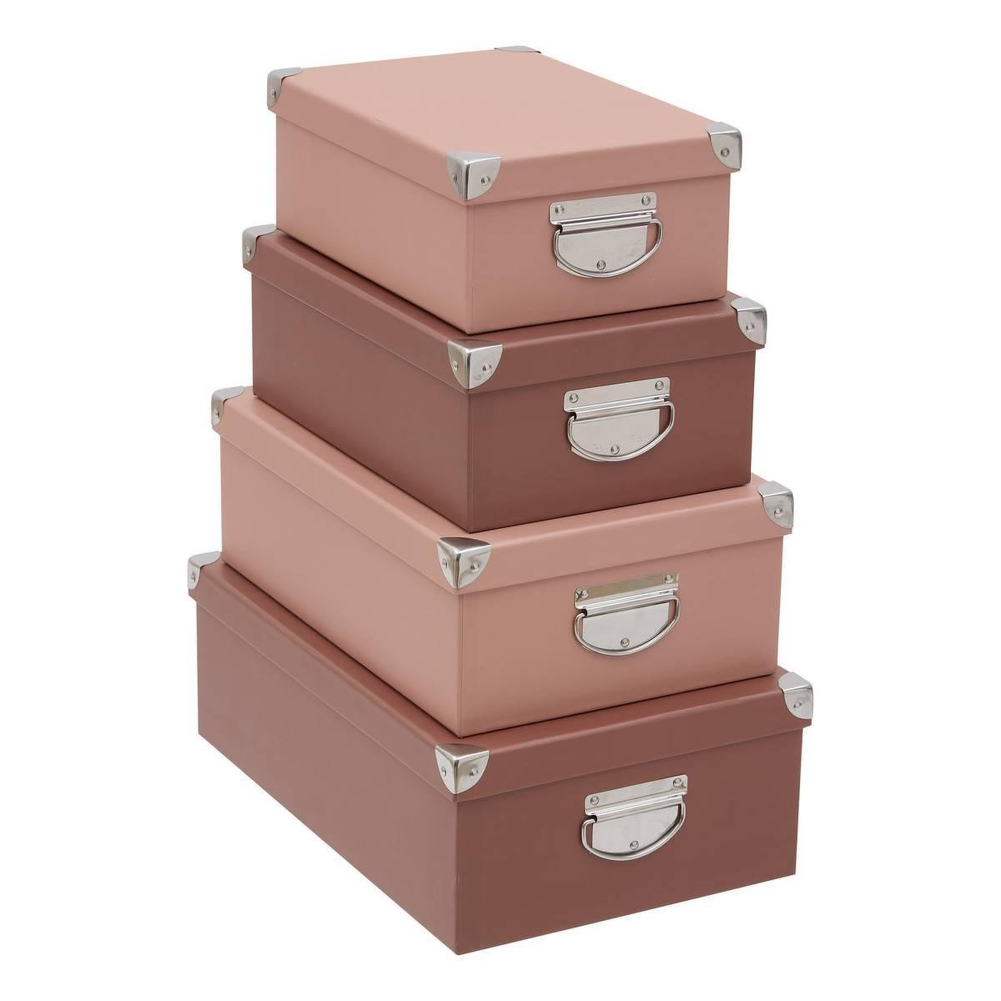 FIVE Lot de 4 boîtes de rangement  box  40cm rose