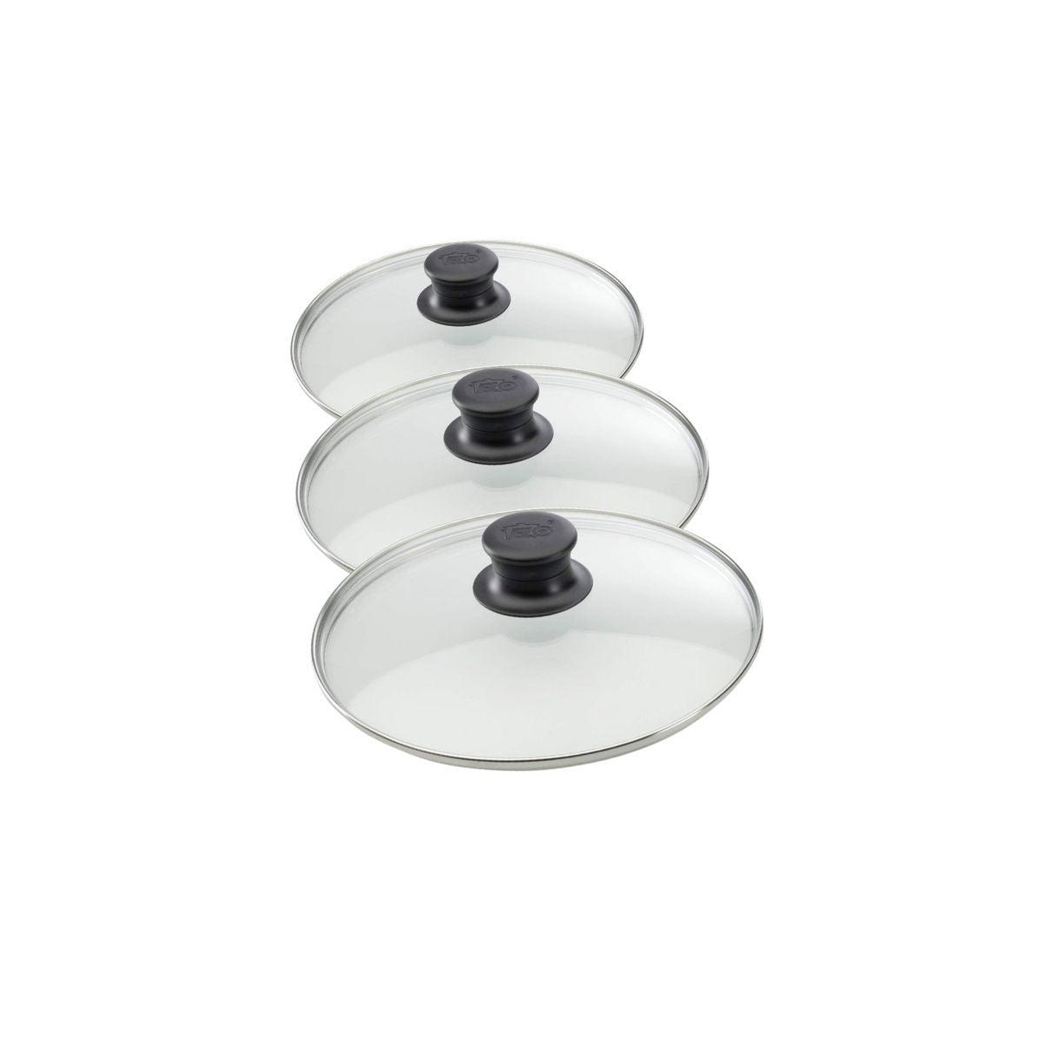 ELO Set de 3 couvercles de cuisson en verre 24 cm 28 cm et 32 cm elo