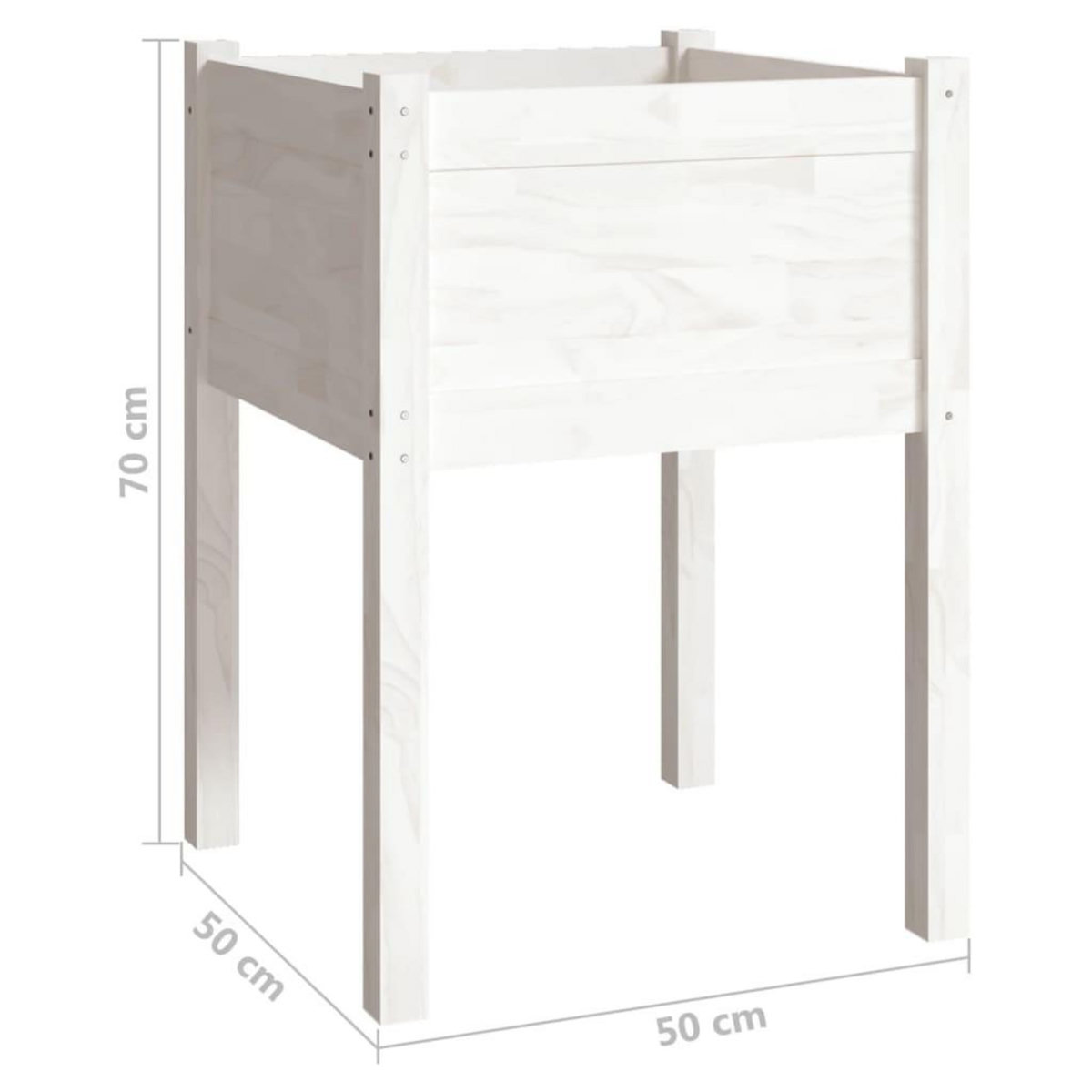 VIDAXL Jardiniere Blanc 50x50x70 cm Bois de pin massif