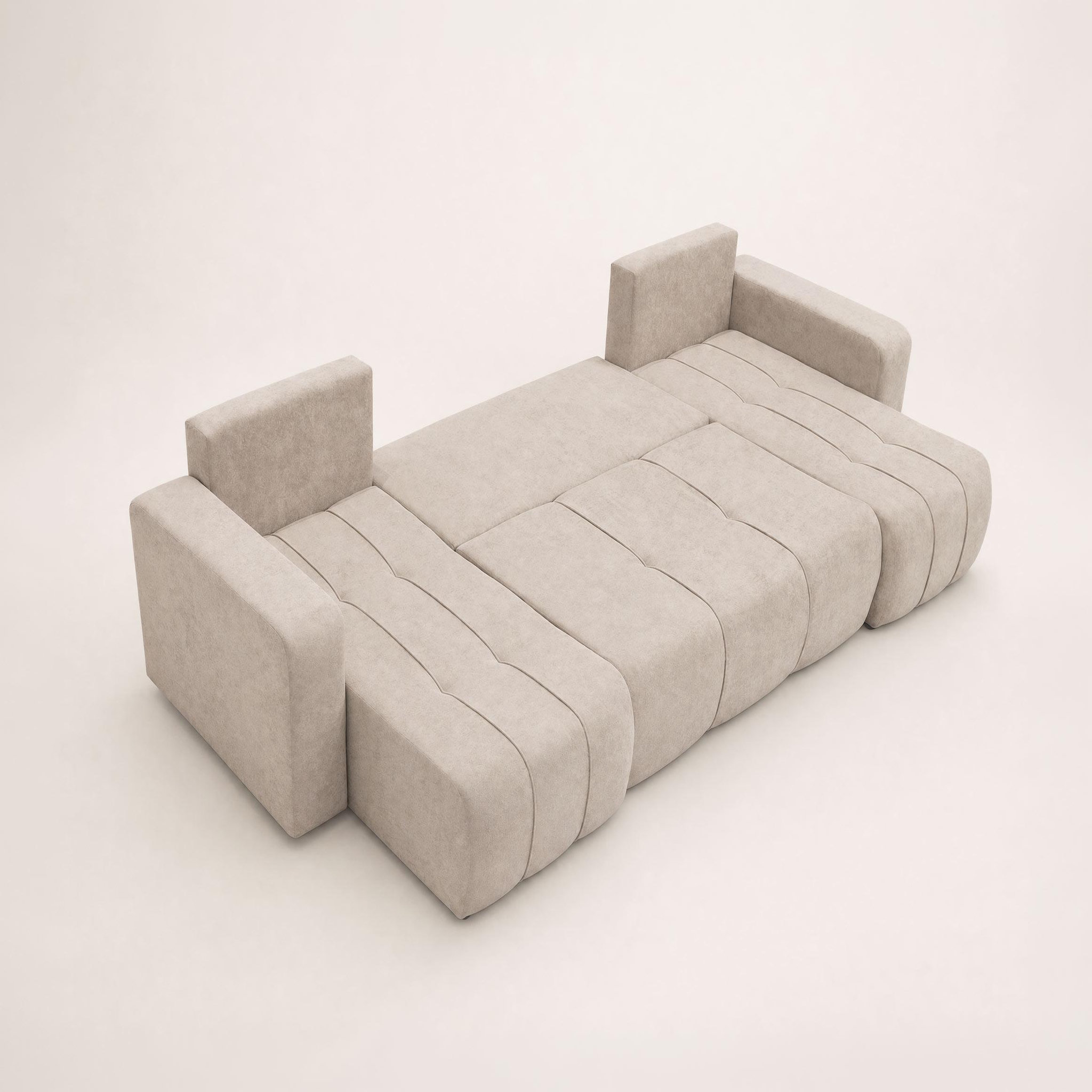 Voir la diapositive 4 : BEST MOBILIER Nicole - canapé panoramique en u 7 places convertible avec coffre en tissu