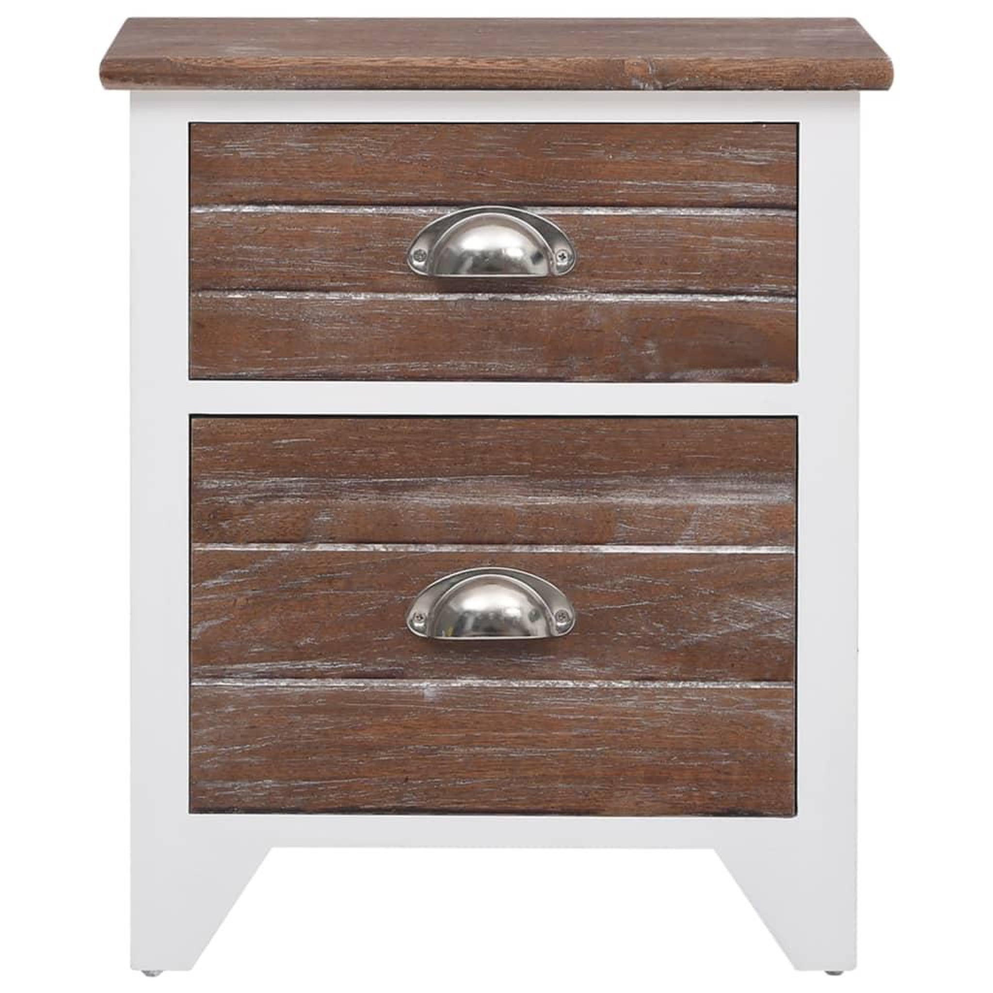 Voir la diapositive 5 : VIDAXL Table de chevet 2 pcs avec 2 tiroirs Marron et blanc
