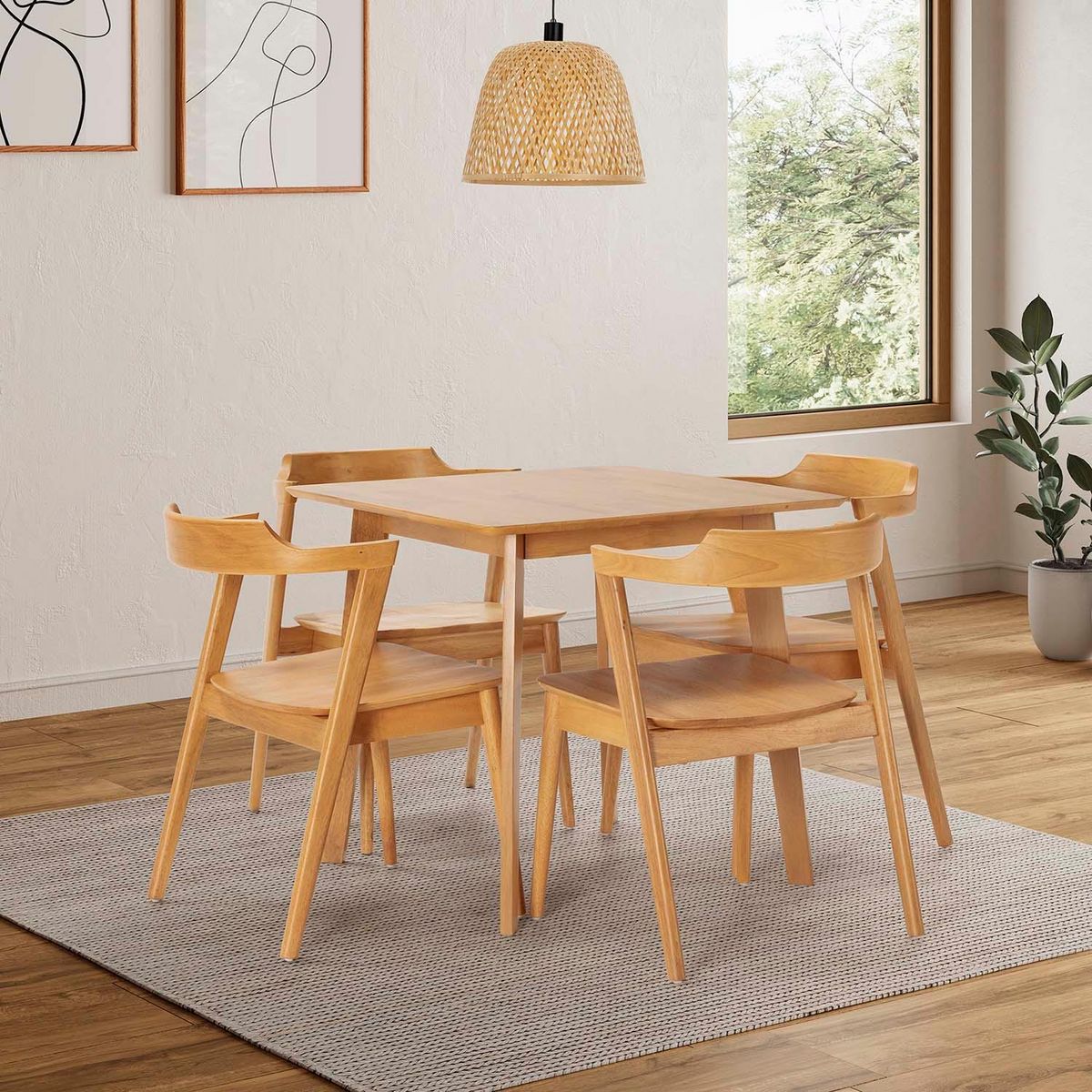 VS VENTA-STOCK Ensemble table 80x80 cm et 4 chaises de salle à manger Venus Chêne