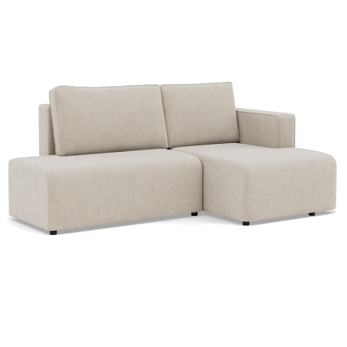 BEST MOBILIER Topaze - canapé d'angle droit 4 places convertible avec coffre en velours côtelé