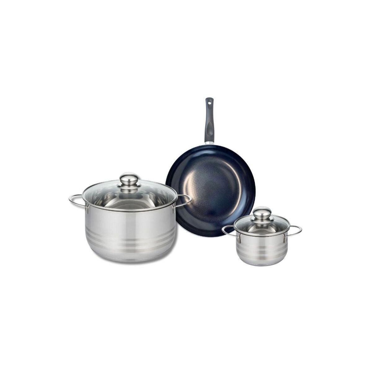 ELO Ensemble de 1 Poêle de cuisson 20 cm et 2 faitouts 12 et 20 cm Elo Prima Brillant