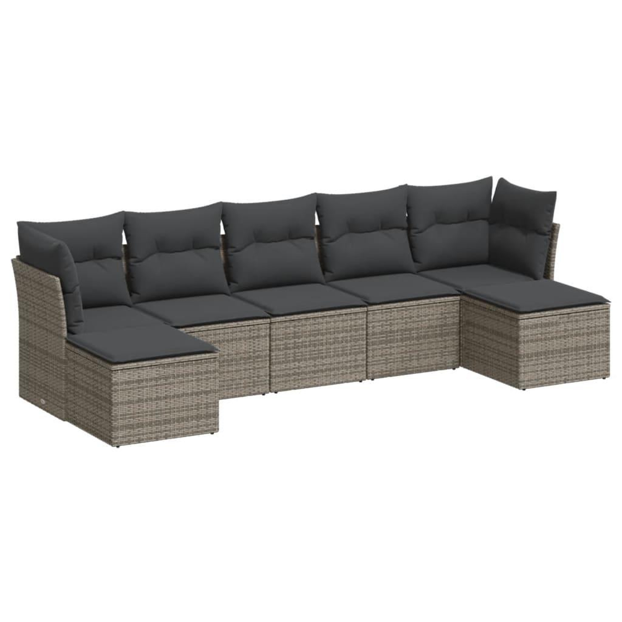 Voir la diapositive 2 : VIDAXL Salon de jardin avec coussins 7 pcs gris resine tressee