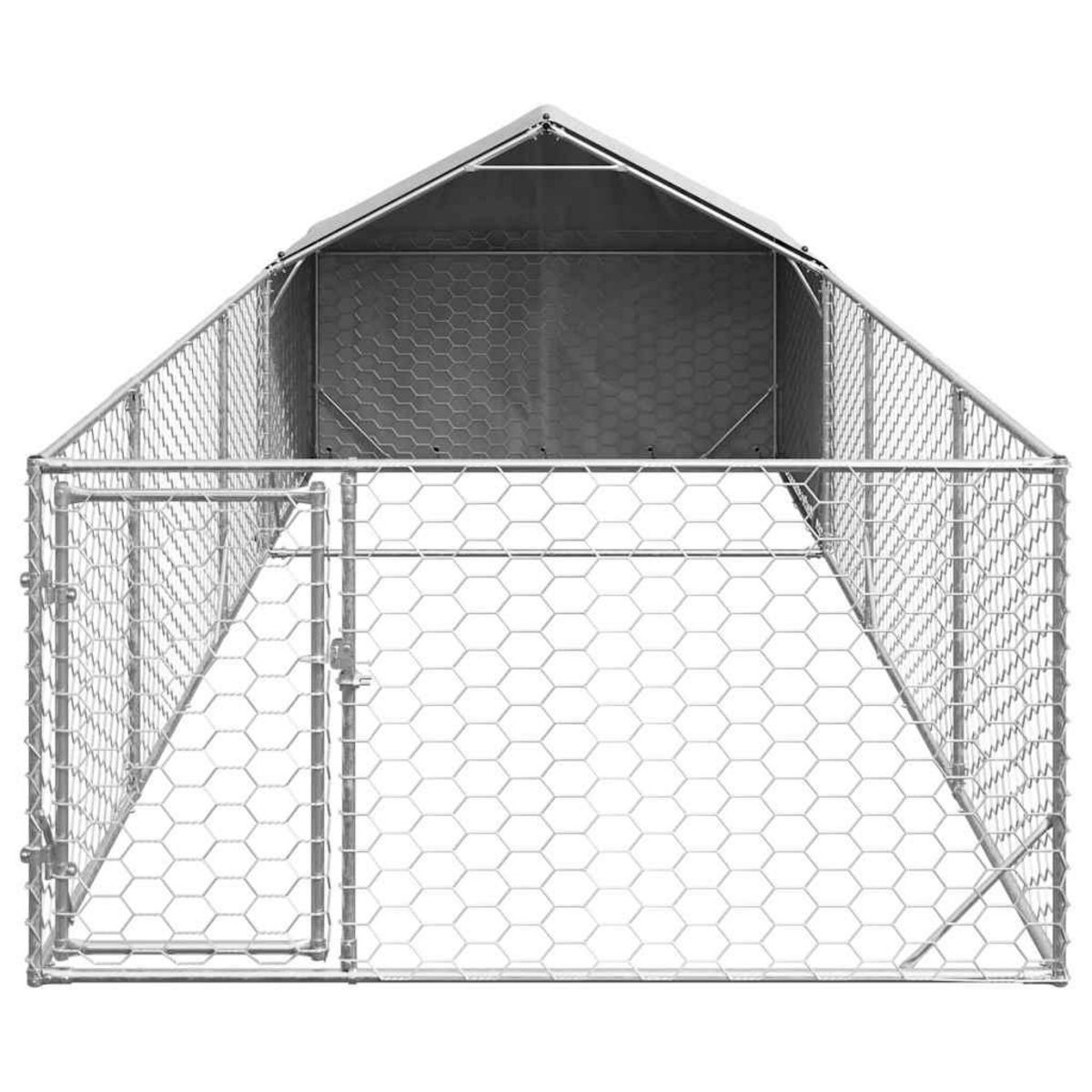 VIDAXL Niche d'exterieur pour chien enclos 6x2x1,5 m acier galvanise