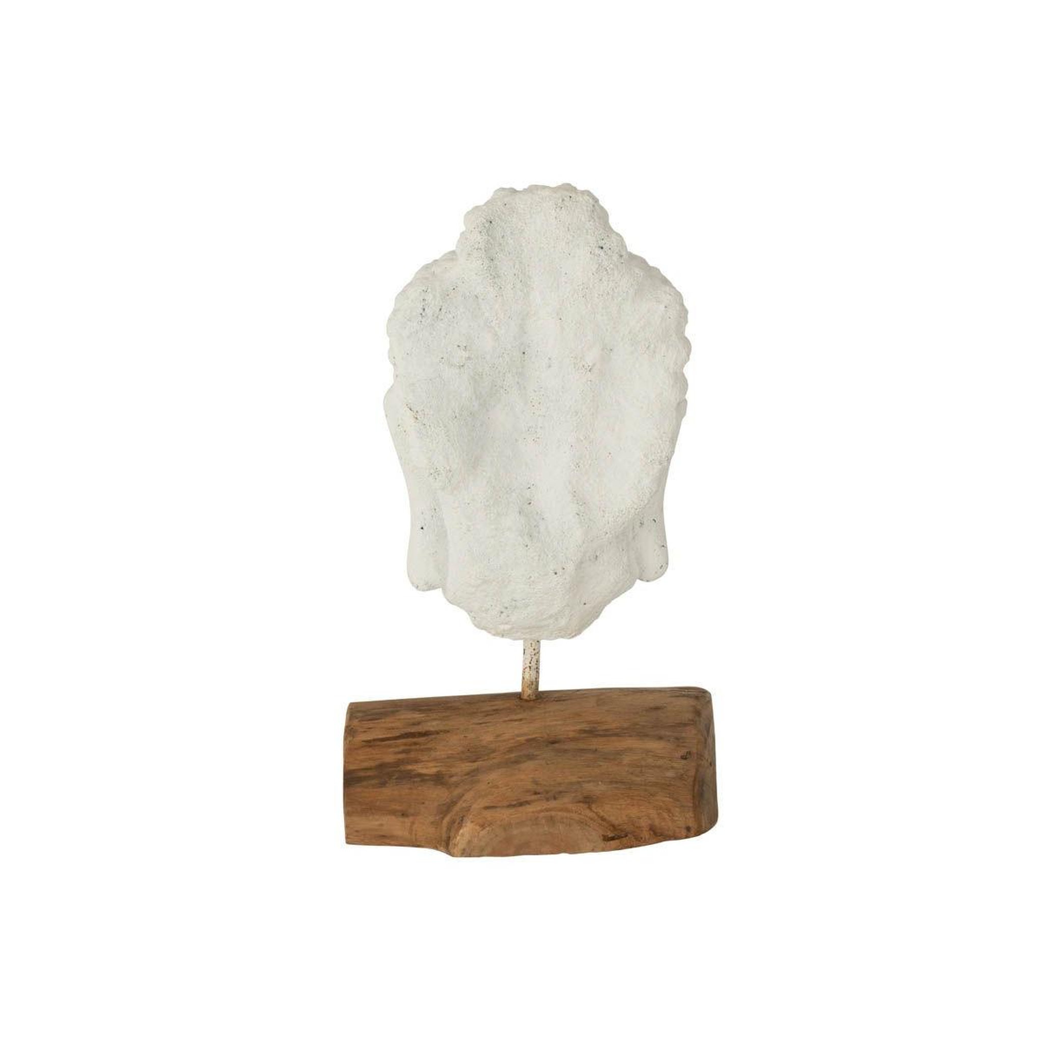 Voir la diapositive 2 : J-LINE Statuette déco en ciment  tête  44cm blanc & naturel
