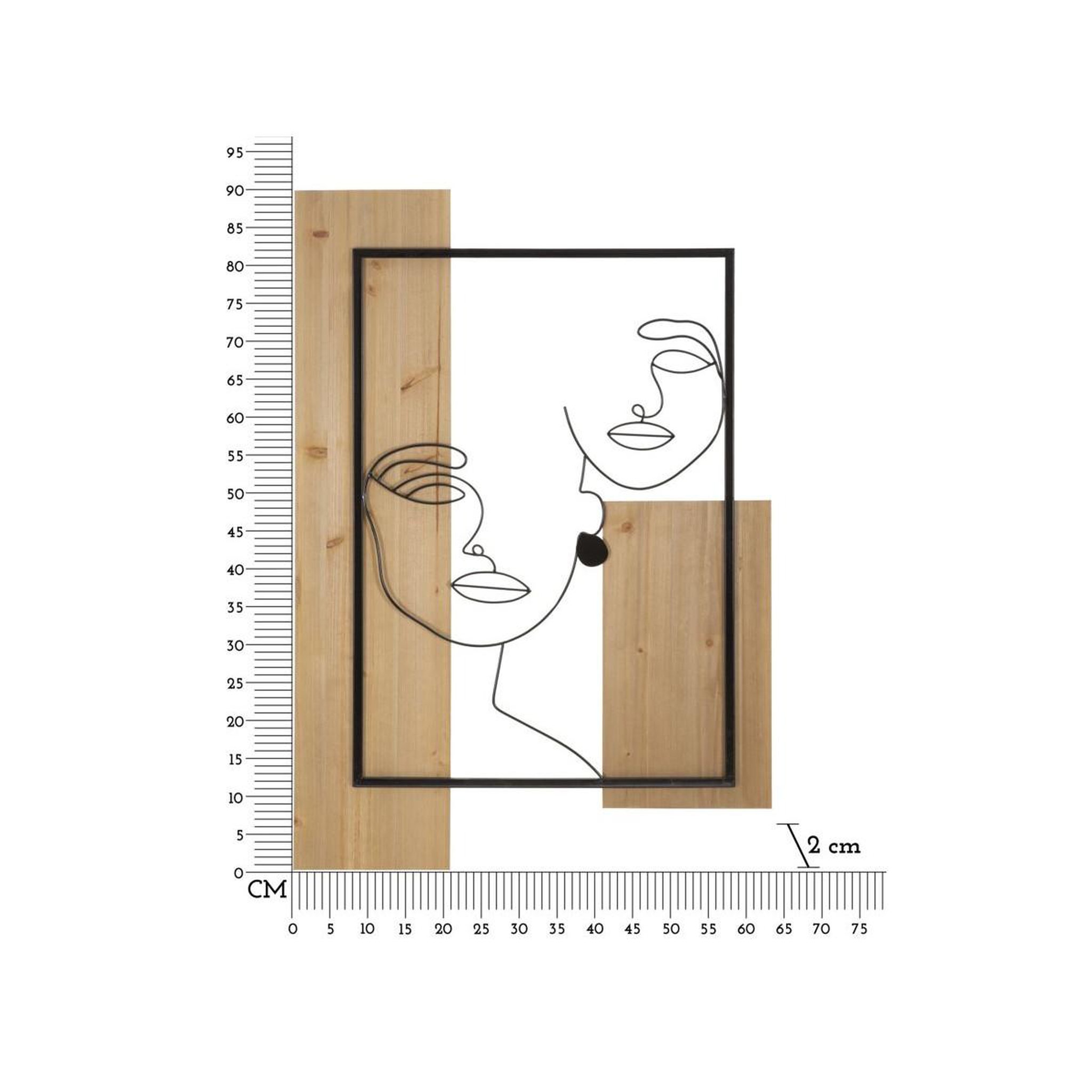 Voir la diapositive 6 : Paris Prix Décoration murale encadrée  2 visages  90cm noir & naturel