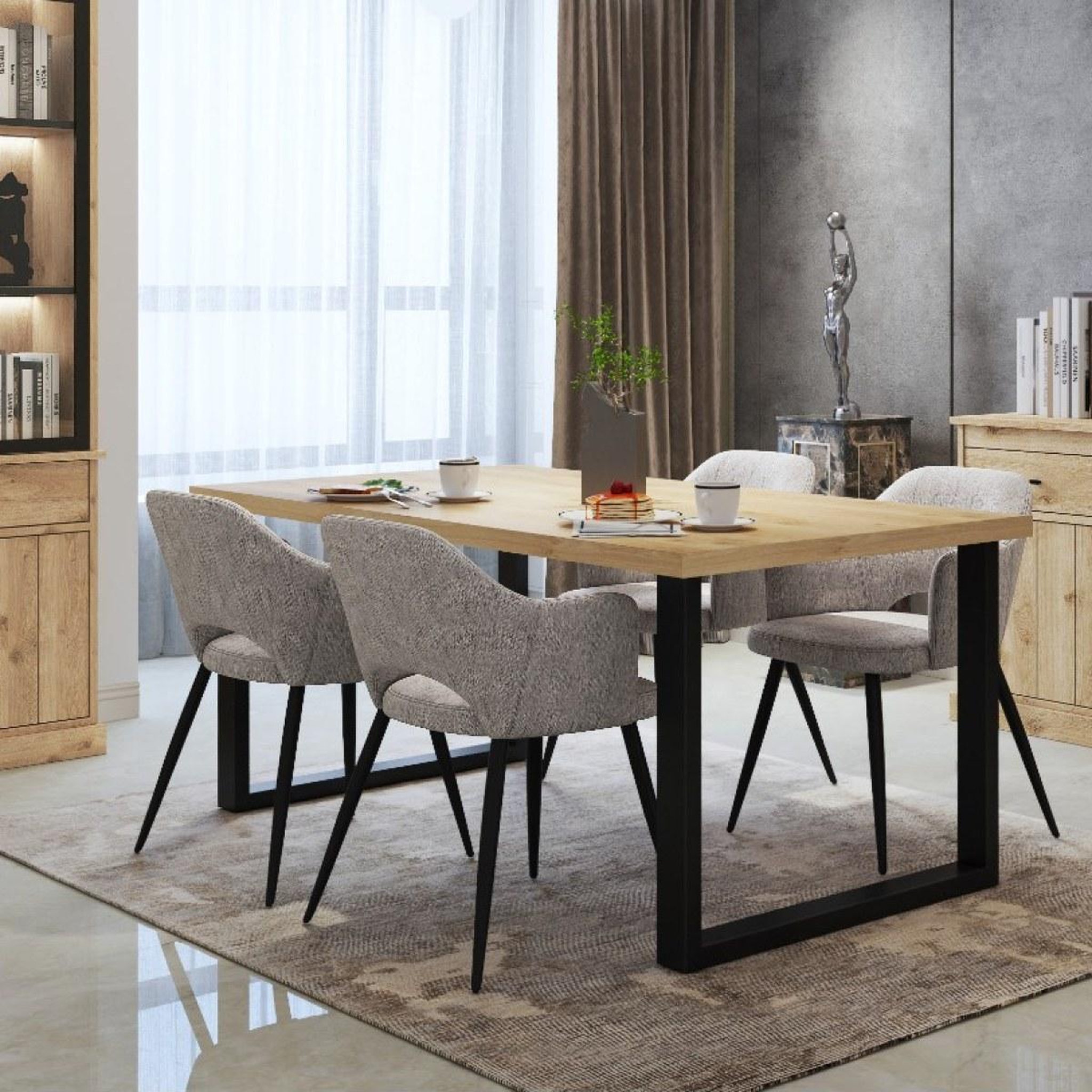 Voir la diapositive 3 : JLC KREATION Table à manger moderne en bois rectangle 180cm VALENTINE