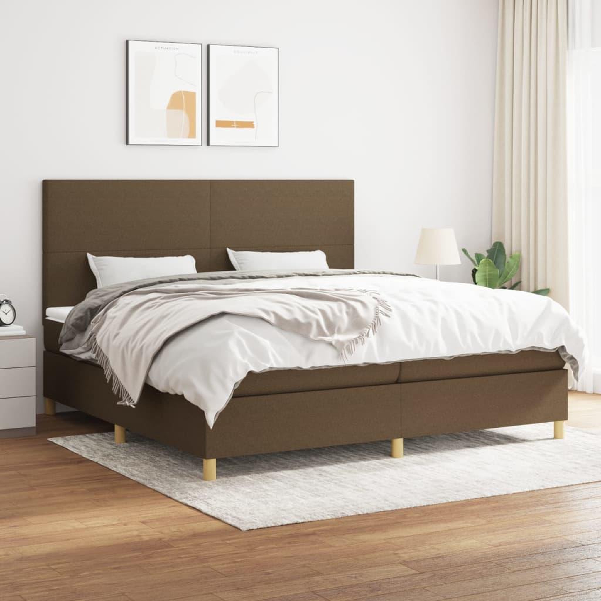 Voir la diapositive 1 : VIDAXL Sommier a lattes de lit avec matelas Marron fonce 200x200 cm