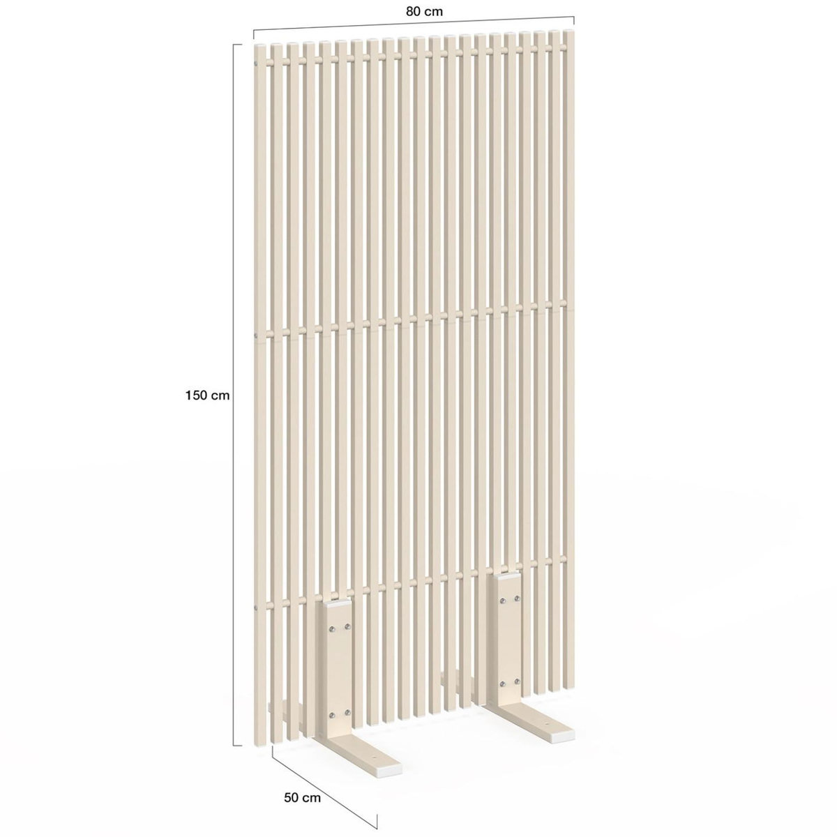ID MARKET Paravent extérieur ajouré claustra décoratif 80 x 150 cm persiennes verticales métal beige