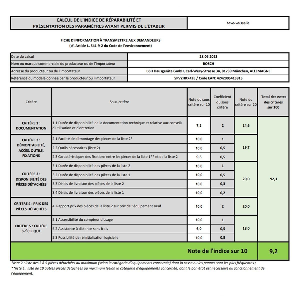 BOSCH Lave-vaisselle 45cm 10 couverts 46db tout intégrable - SPV2HKX42E