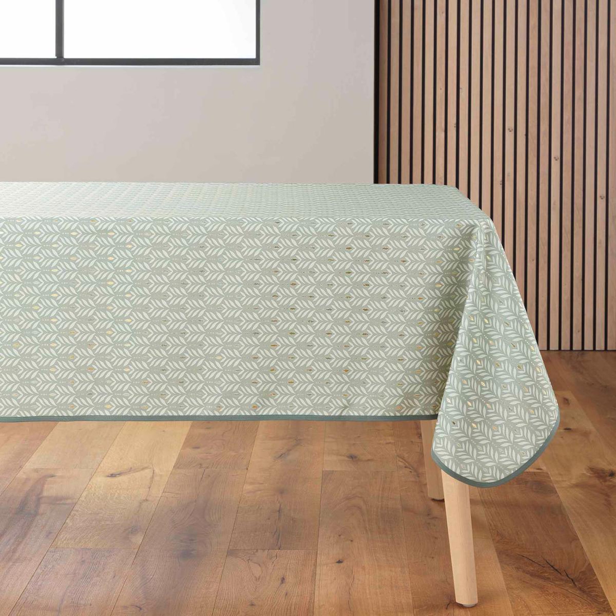 Voir la diapositive 2 : Douceur d'Intérieur Nappe imprimé  piana  145x240cm sauge
