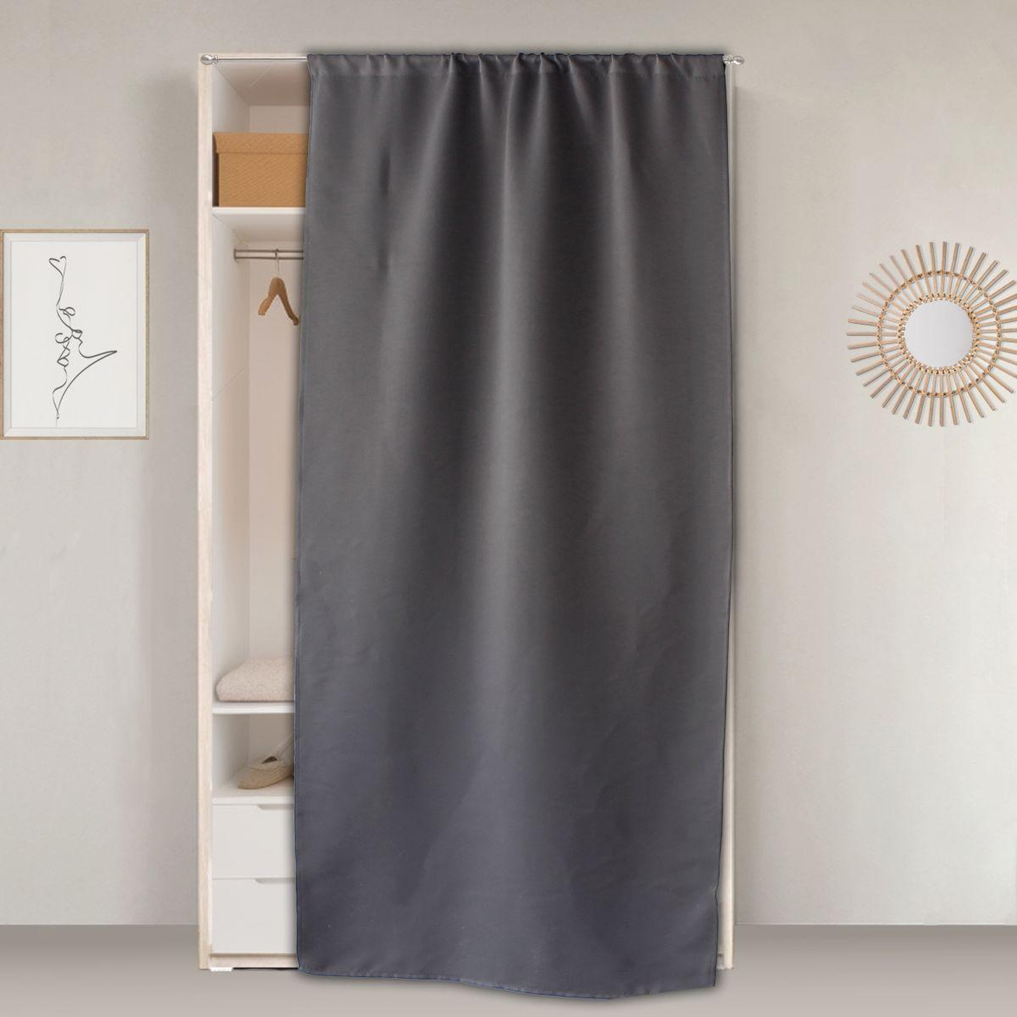 ENJOY HOME Rideau de porte occultant  reglisse  90x210cm gris foncé
