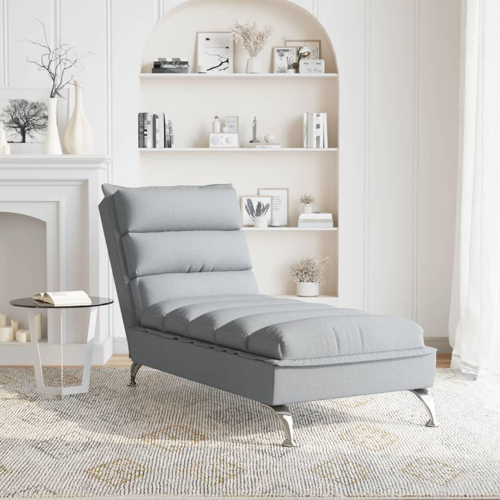 Voir la diapositive 3 : VIDAXL Chaise longue avec coussins gris clair tissu