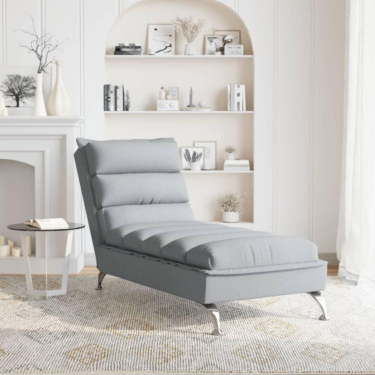 VIDAXL Chaise longue avec coussins gris clair tissu