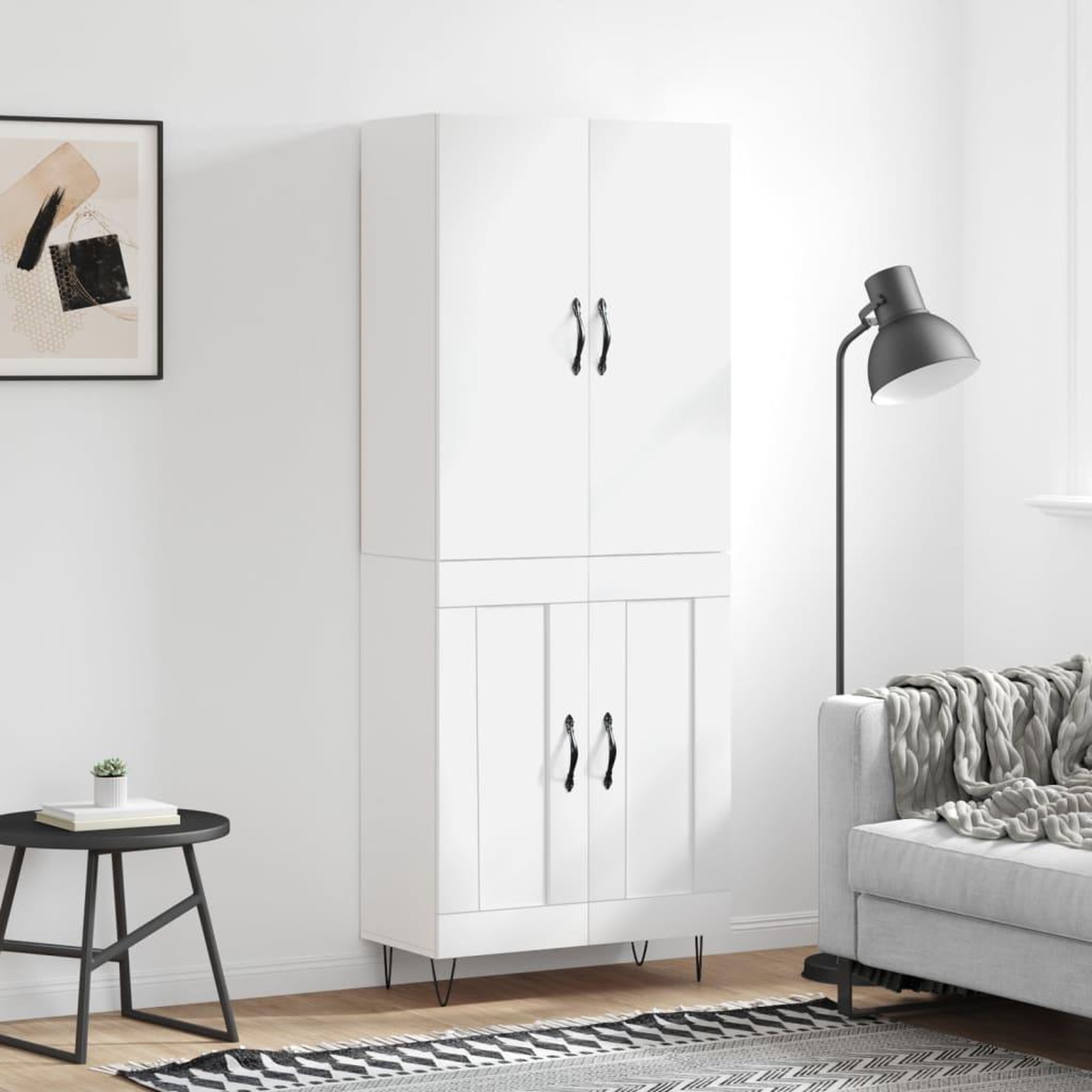 VIDAXL Buffet haut Blanc 69,5x34x180 cm Bois d'ingenierie