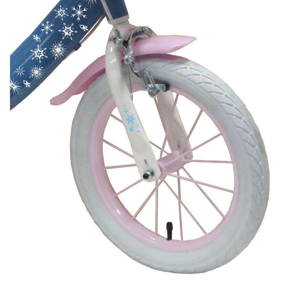 Disney La Reine des Neiges Vélo enfant 14'' - Modèle Reine des neiges  pour enfant de taille 95 à 110 cm  avec stabilisateurs - Panier avant - Porte poupée arrière - 2 freins & pneus gonflables