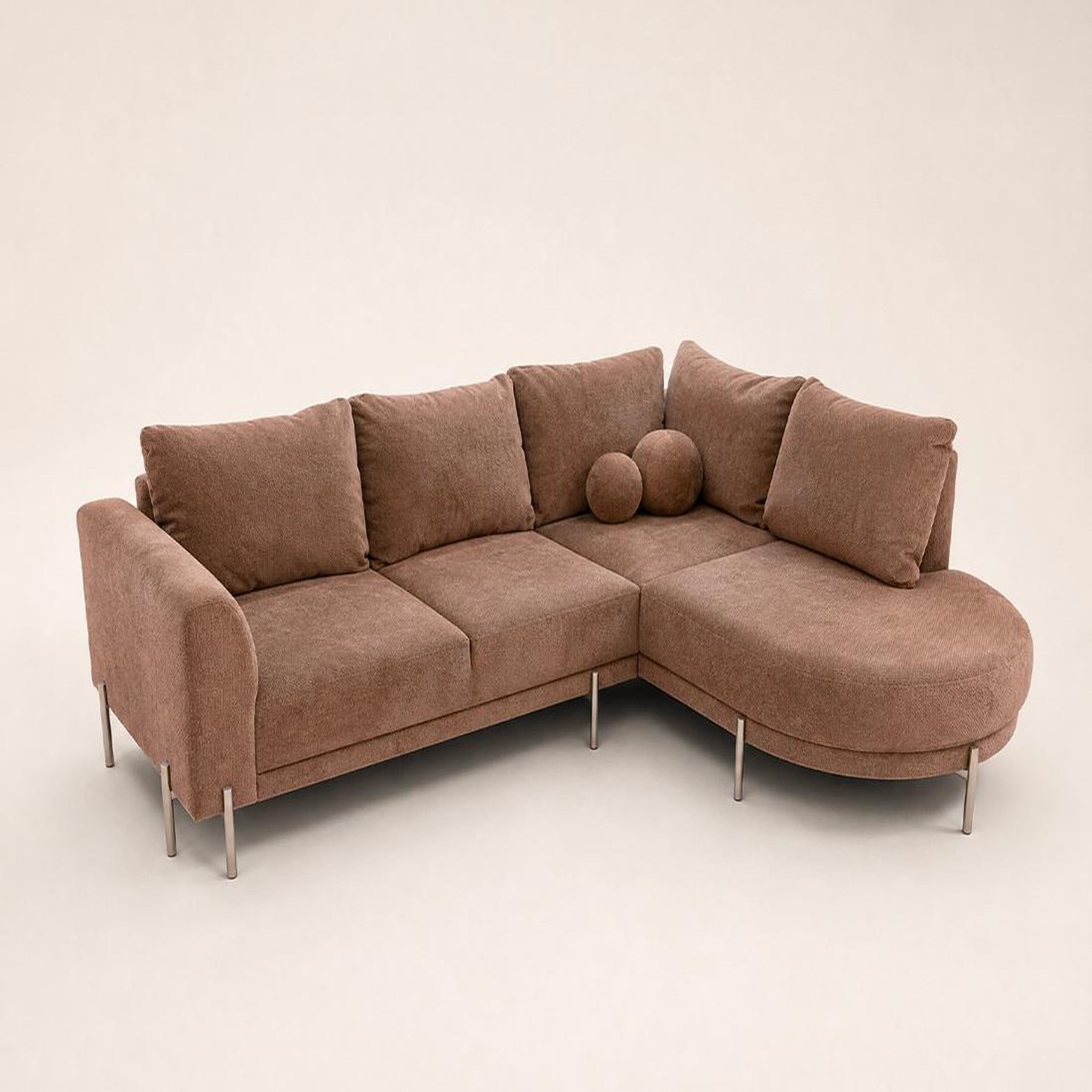 Voir la diapositive 3 : BEST MOBILIER Gabin - canapé d'angle droit 5 places en velours texturé