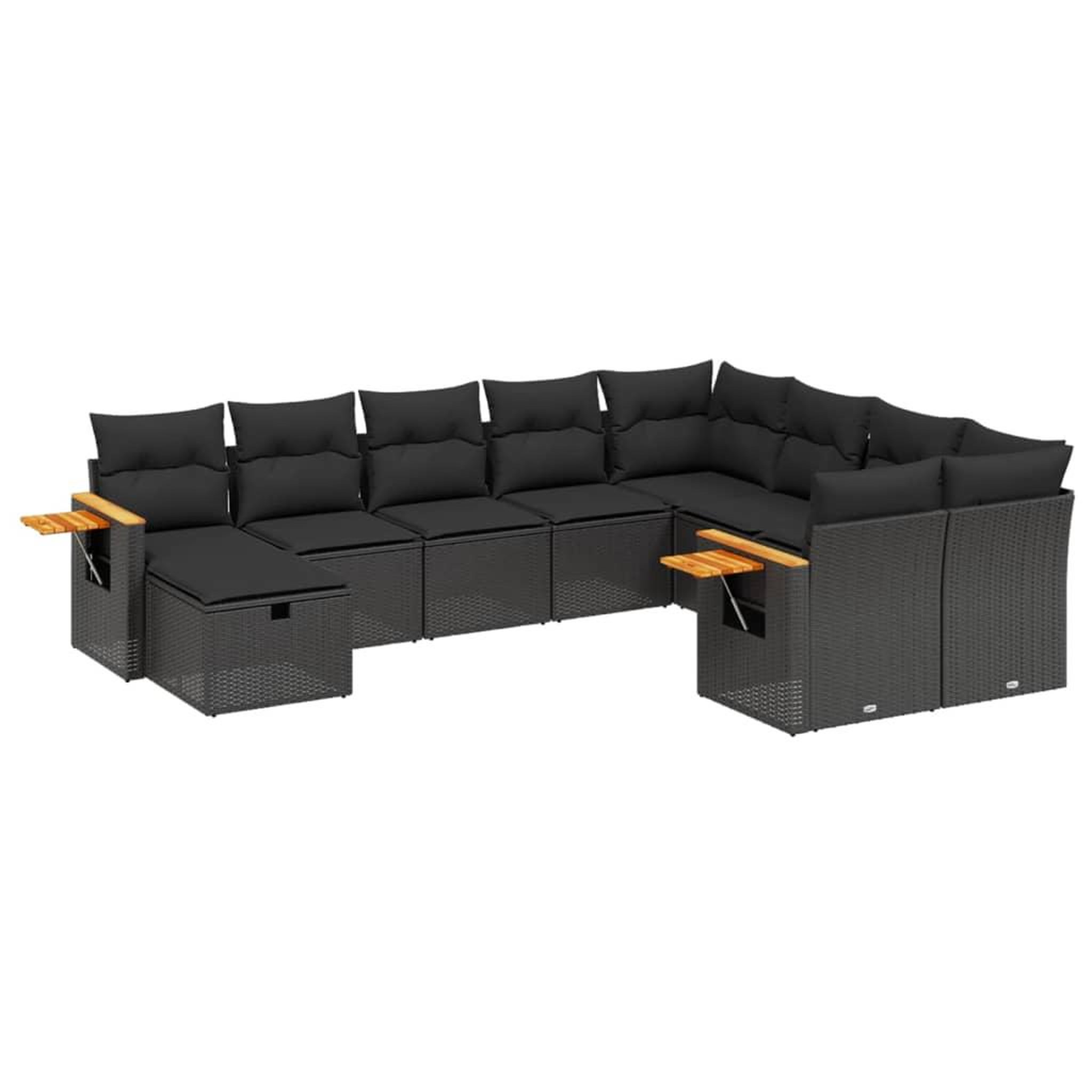 Voir la diapositive 2 : VIDAXL Salon de jardin 10 pcs avec coussins noir resine tressee