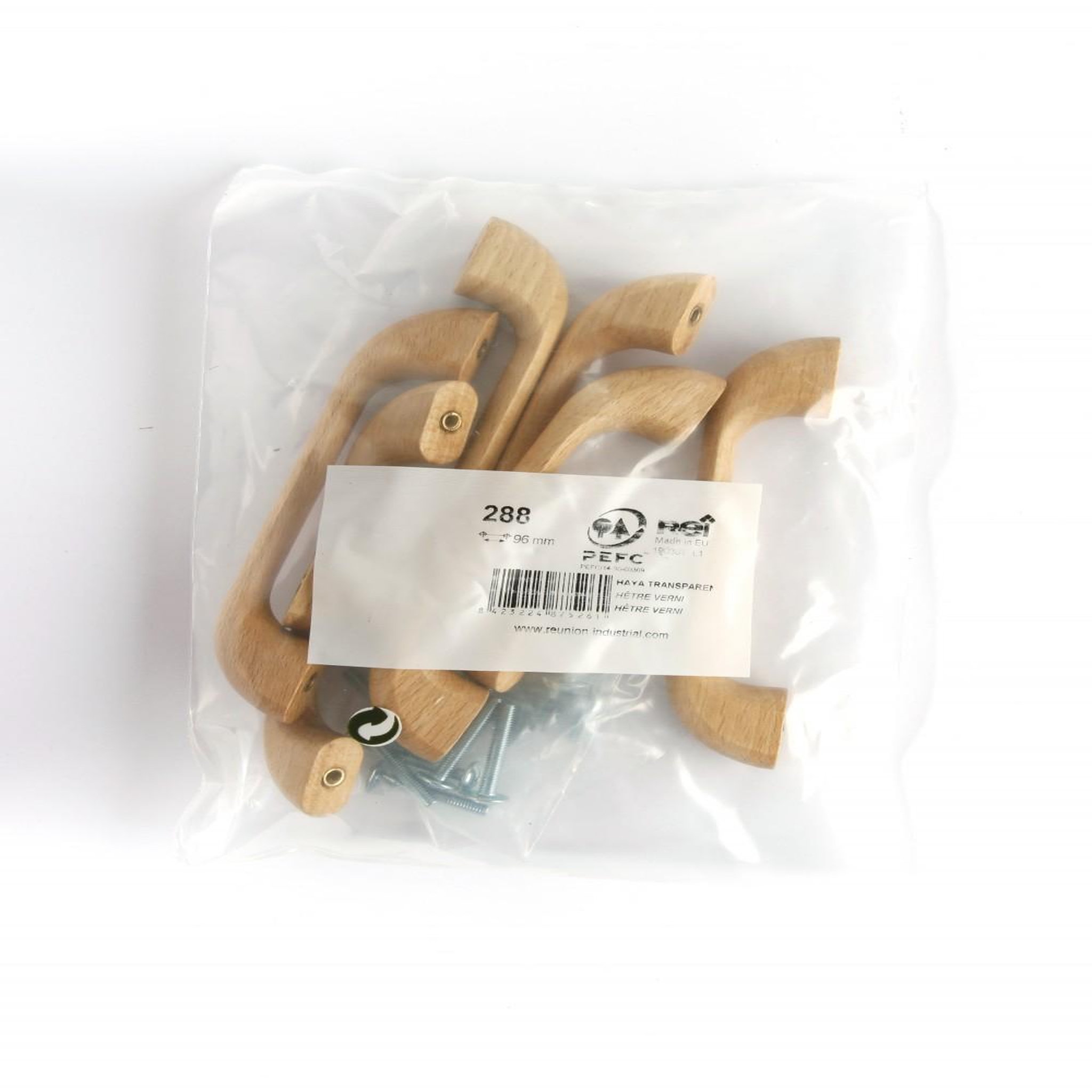 CENTRALE BRICO Lot de 6 poignées de meuble entraxe 96 mm bois verni