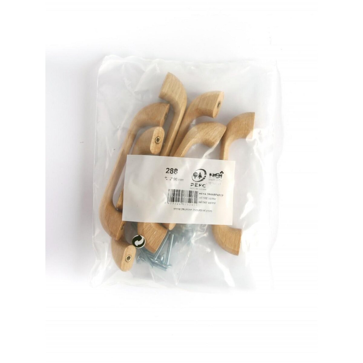 CENTRALE BRICO Lot de 6 poignées de meuble entraxe 96 mm bois verni