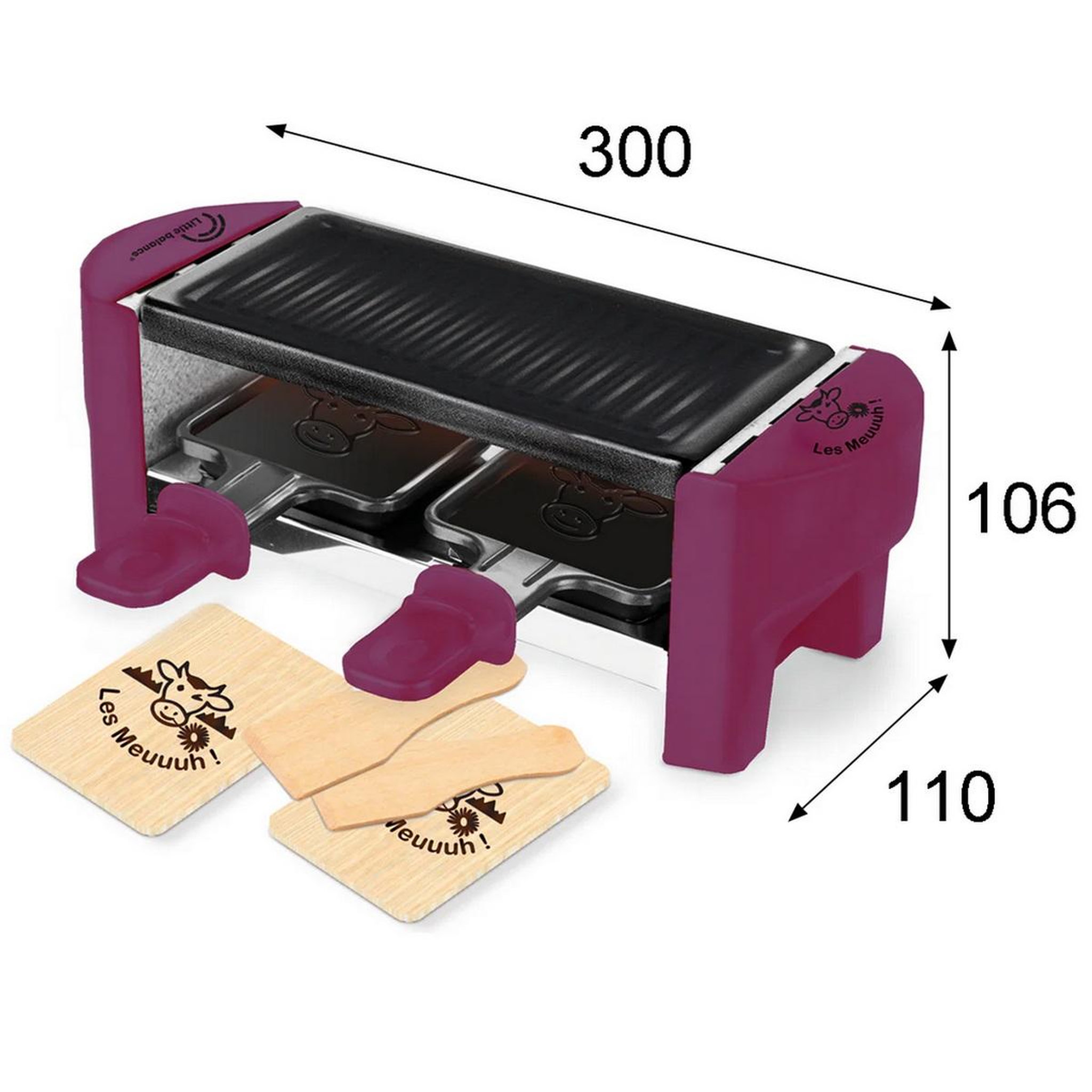 Voir la diapositive 3 : LITTLE BALANCE Appareil à raclette 2 personnes 320w prune - 8615